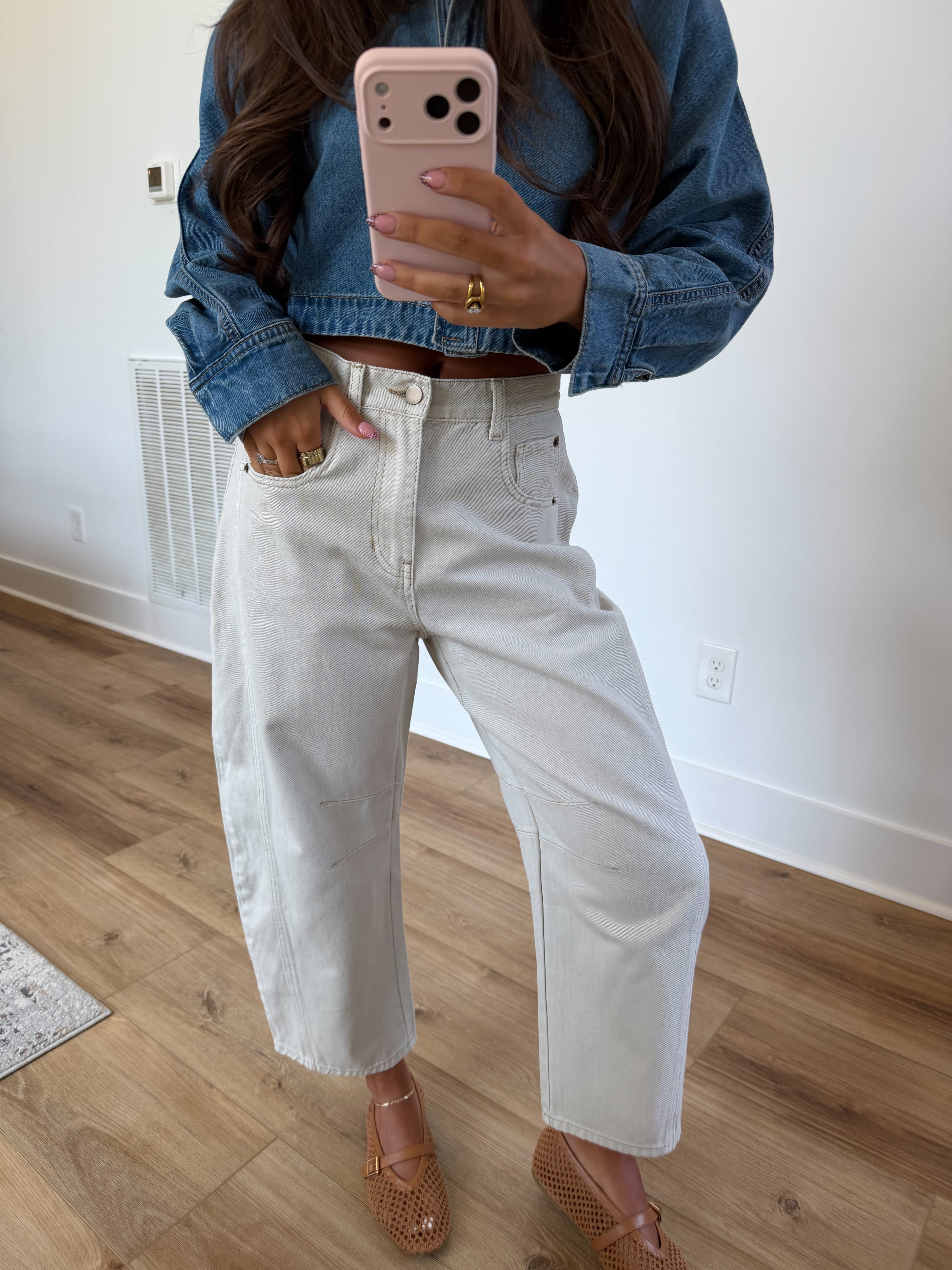 Ecru Barrel Jeans