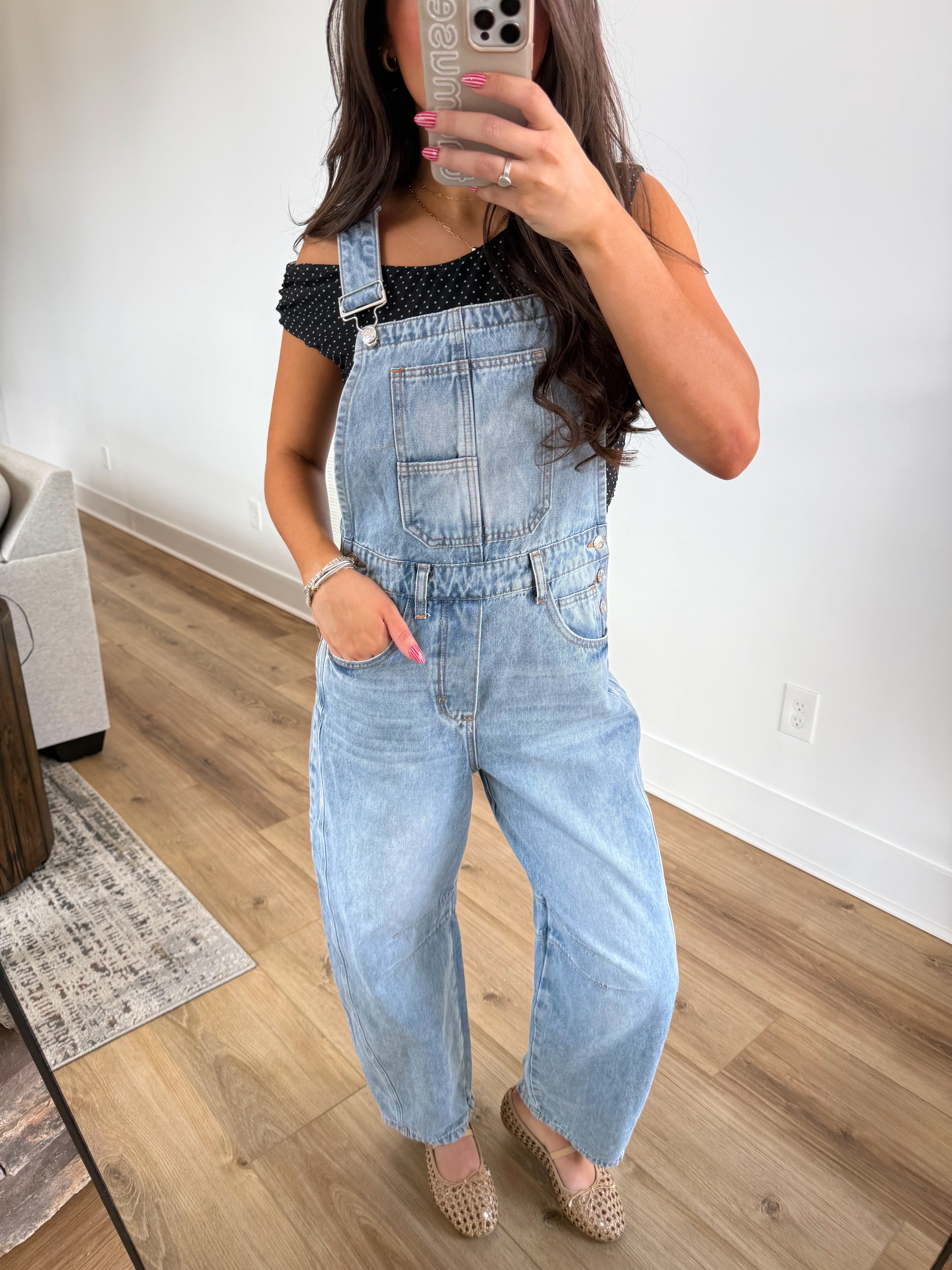Light Wash Barrel Denim Overalls