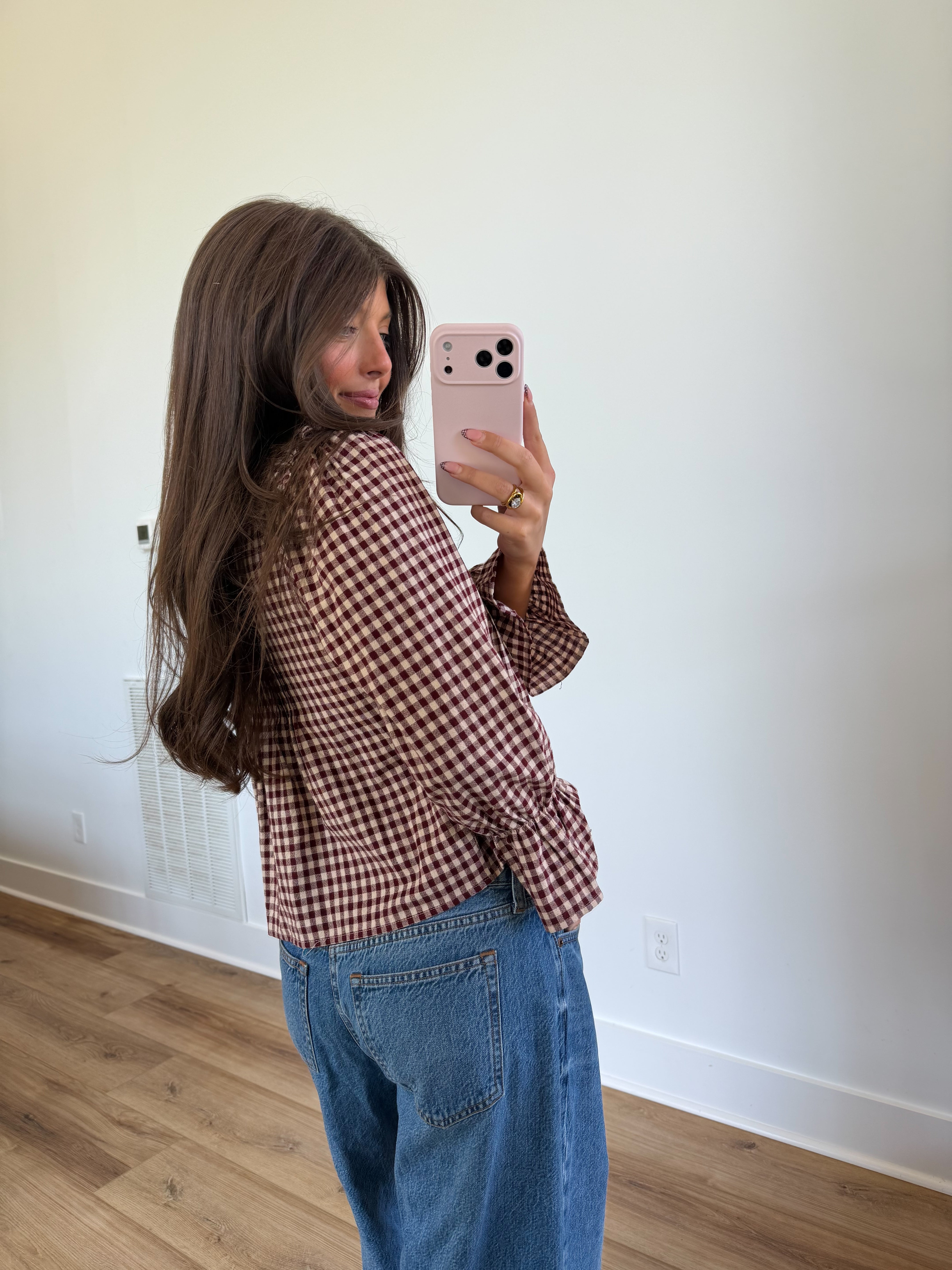 Allison Gingham Ruffle Top