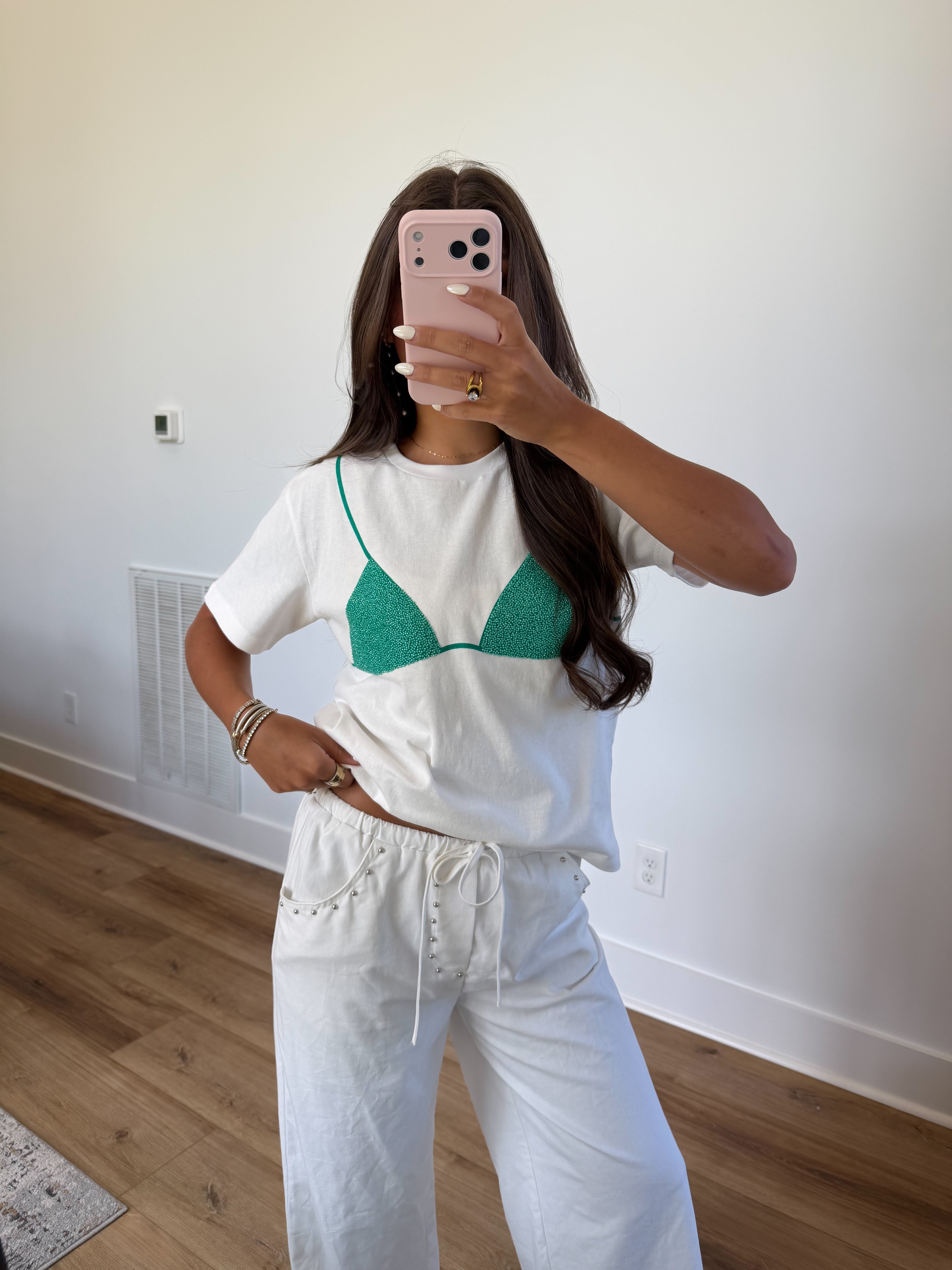 Beaded Bikini Tee (Green)