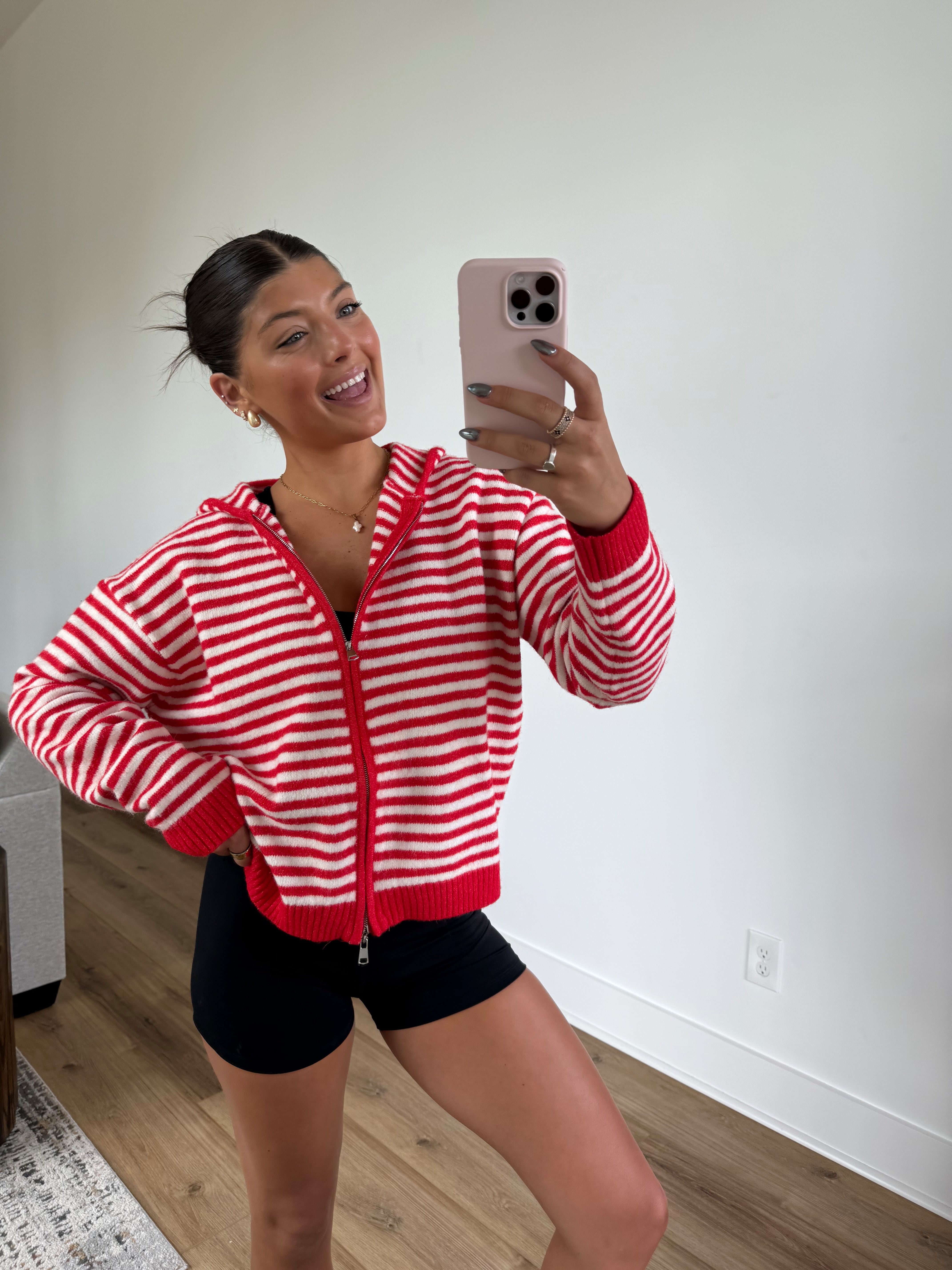 Millie Stripe Zip-Up (Red)