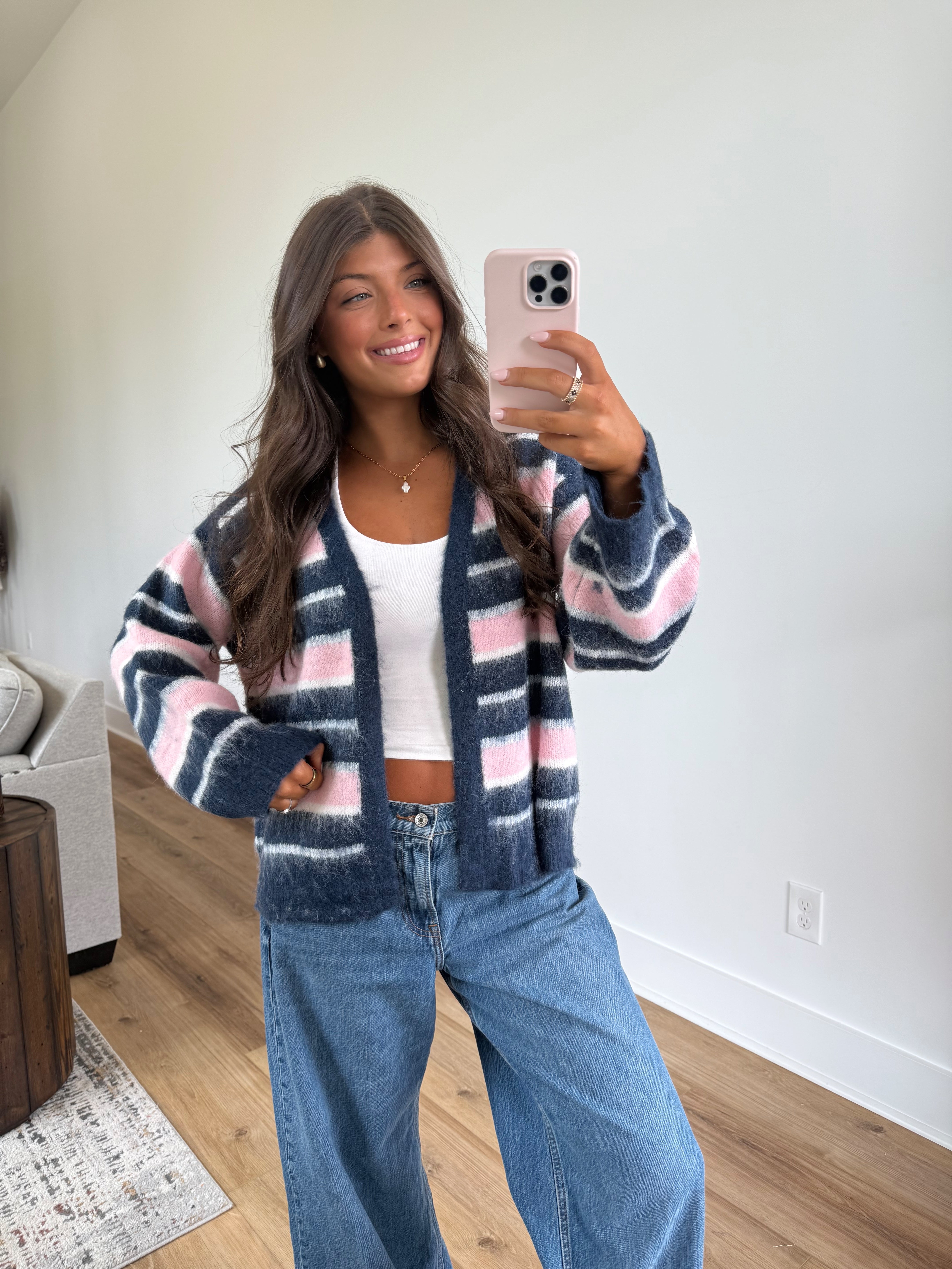 Blush Navy Cozy Cardigan