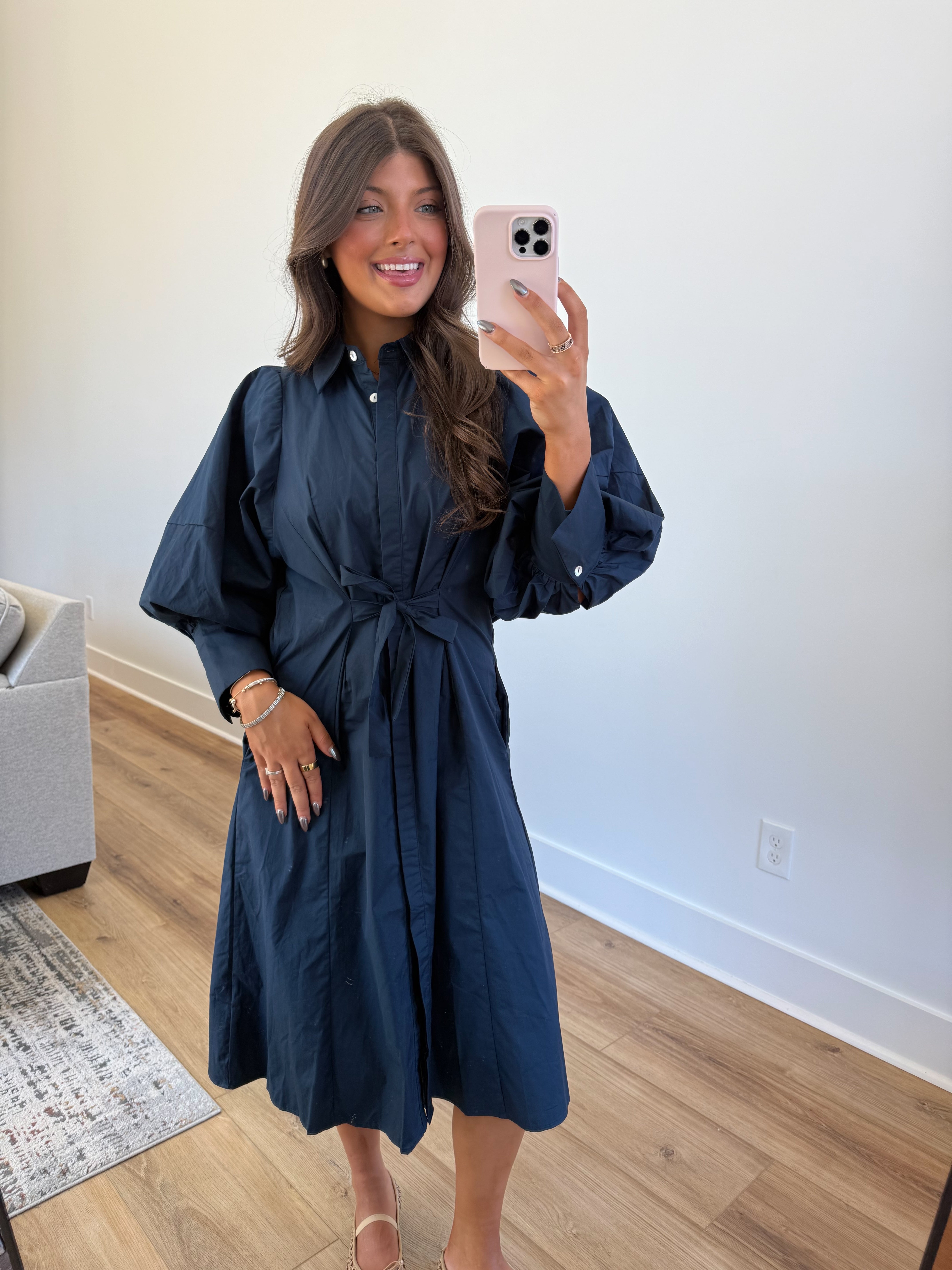 Sunday Morning Midi Dress (Navy)