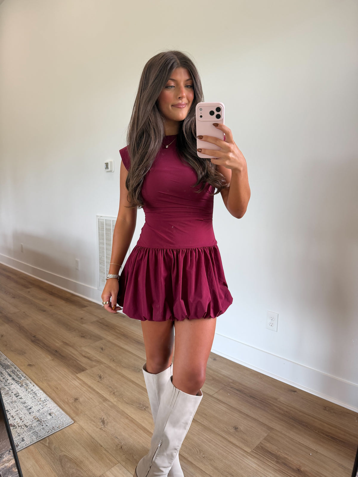 Burgundy Bubble Hem Mini