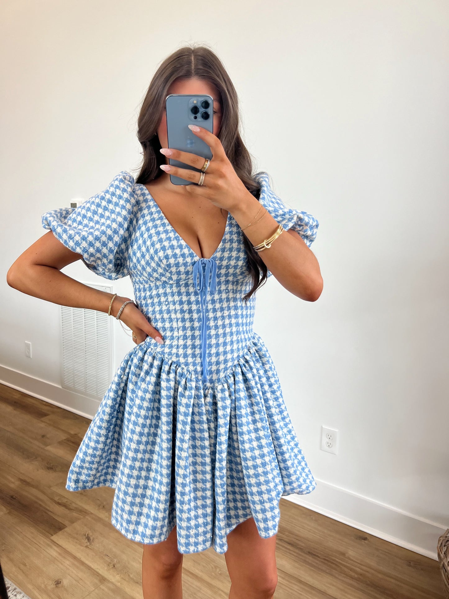 Cinderella Houndstooth Mini Dress