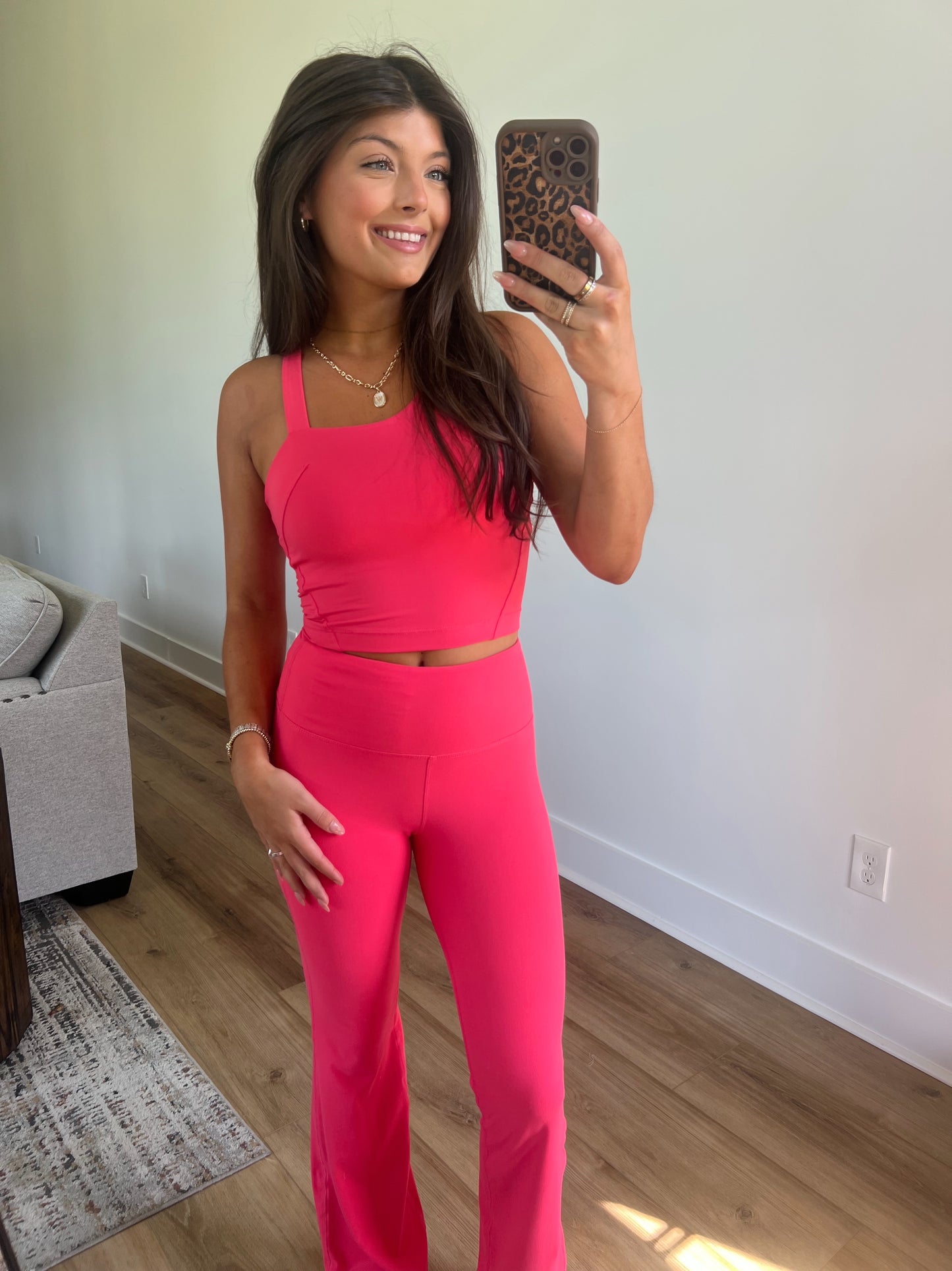 Flamingo Pink Flare Leggings Set