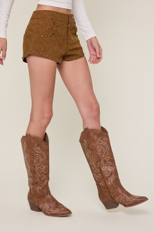 Leather Suede Micro Shorts