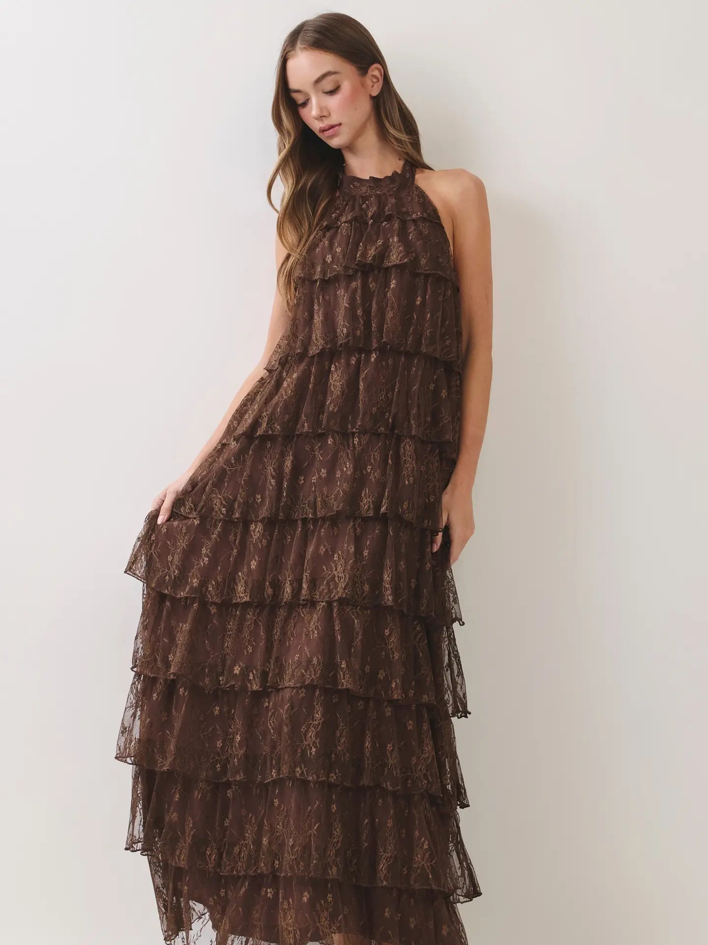 Cocoa Ruffle Maxi