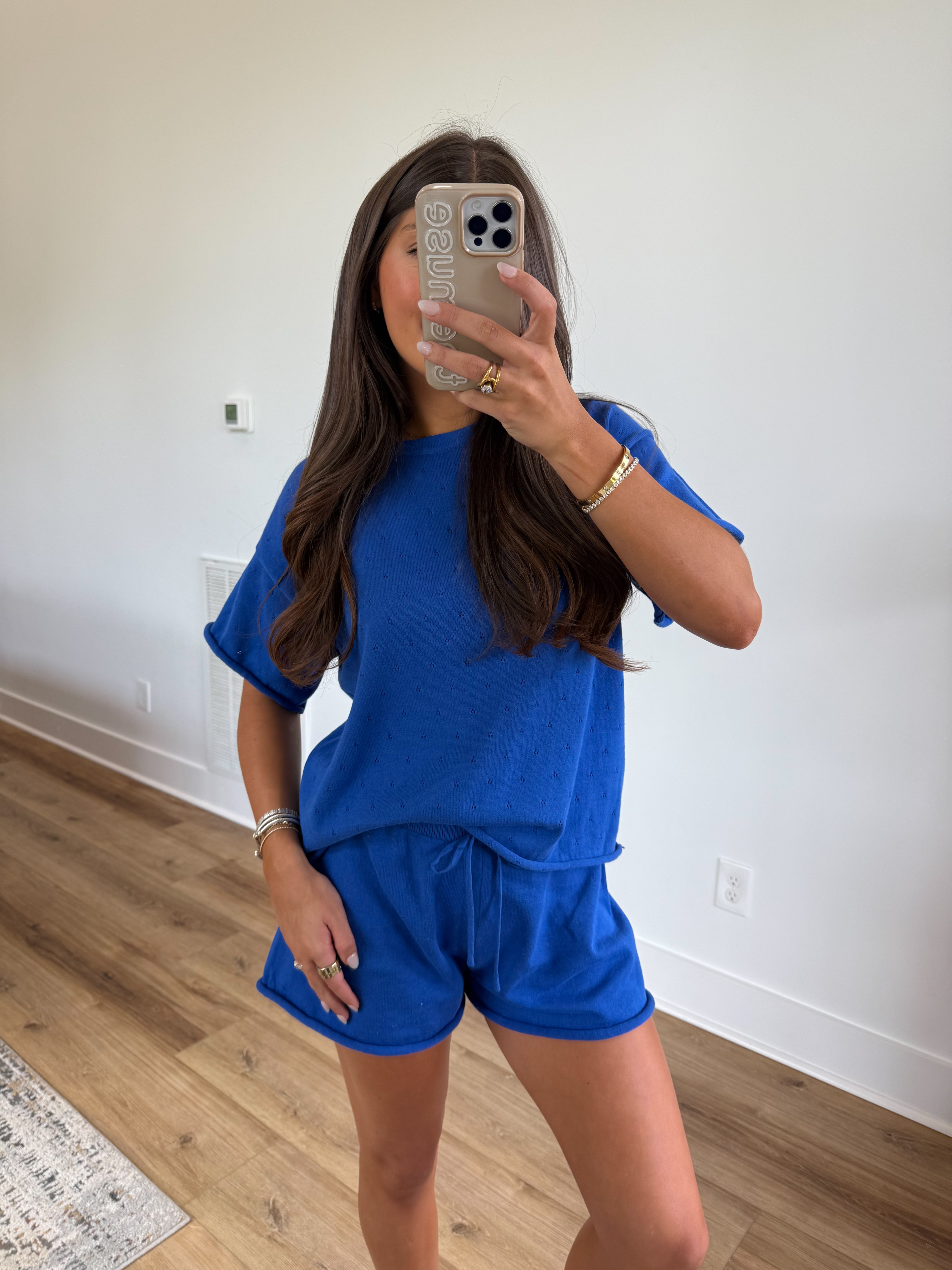 Royal Blue Pointelle Set