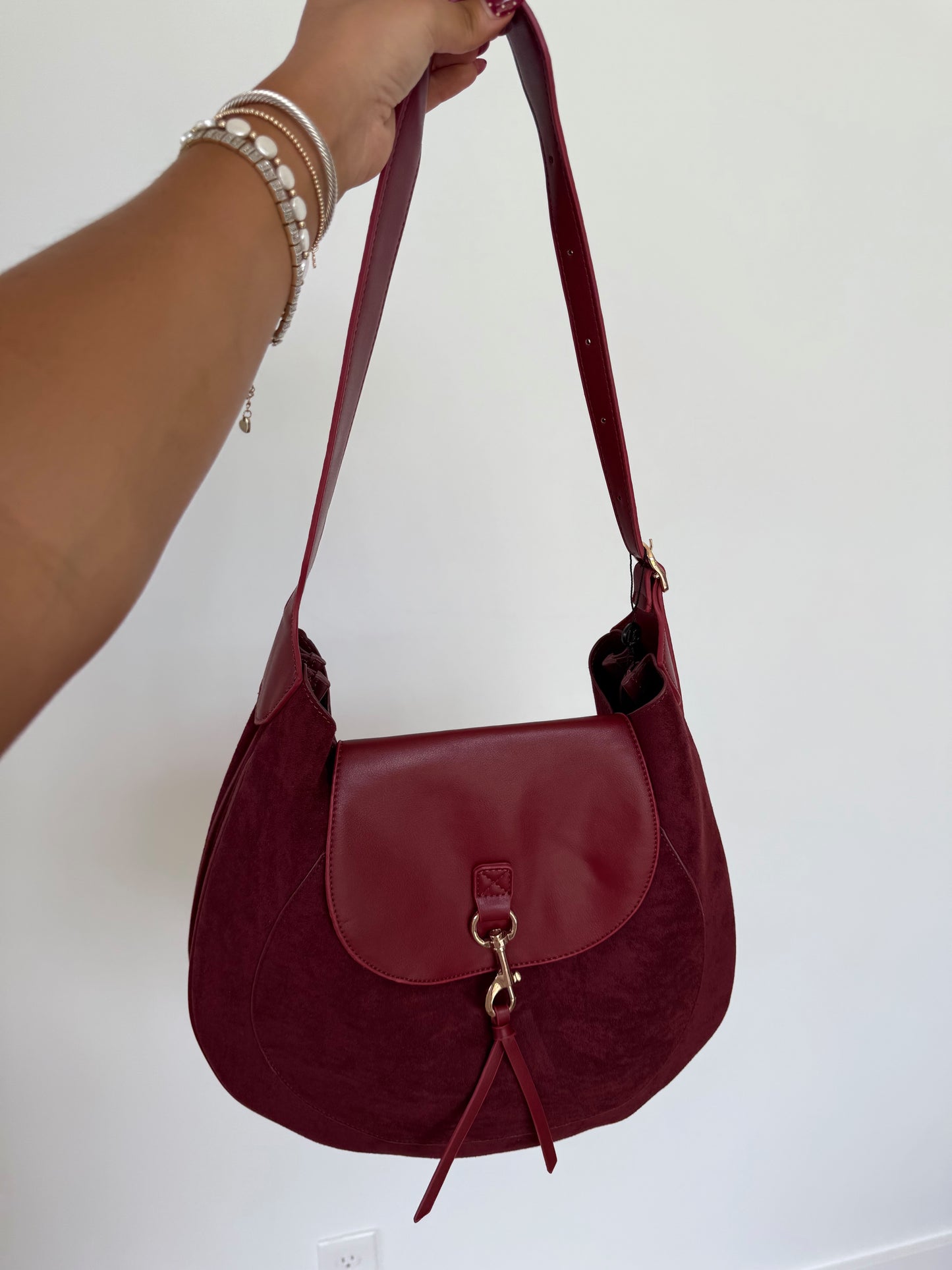 Merlot Suede Saddle Bag