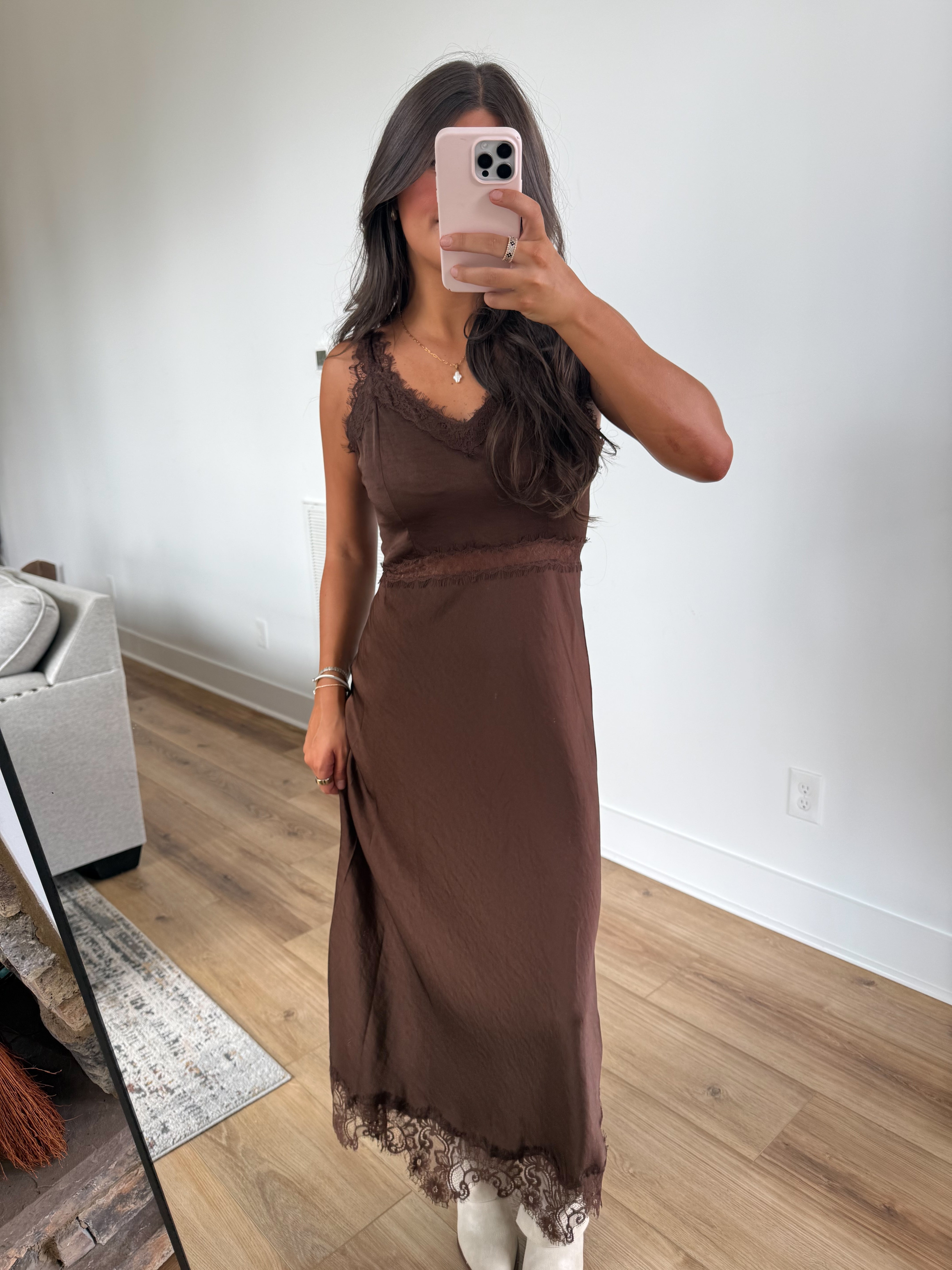 Olivia Lace Satin Dress
