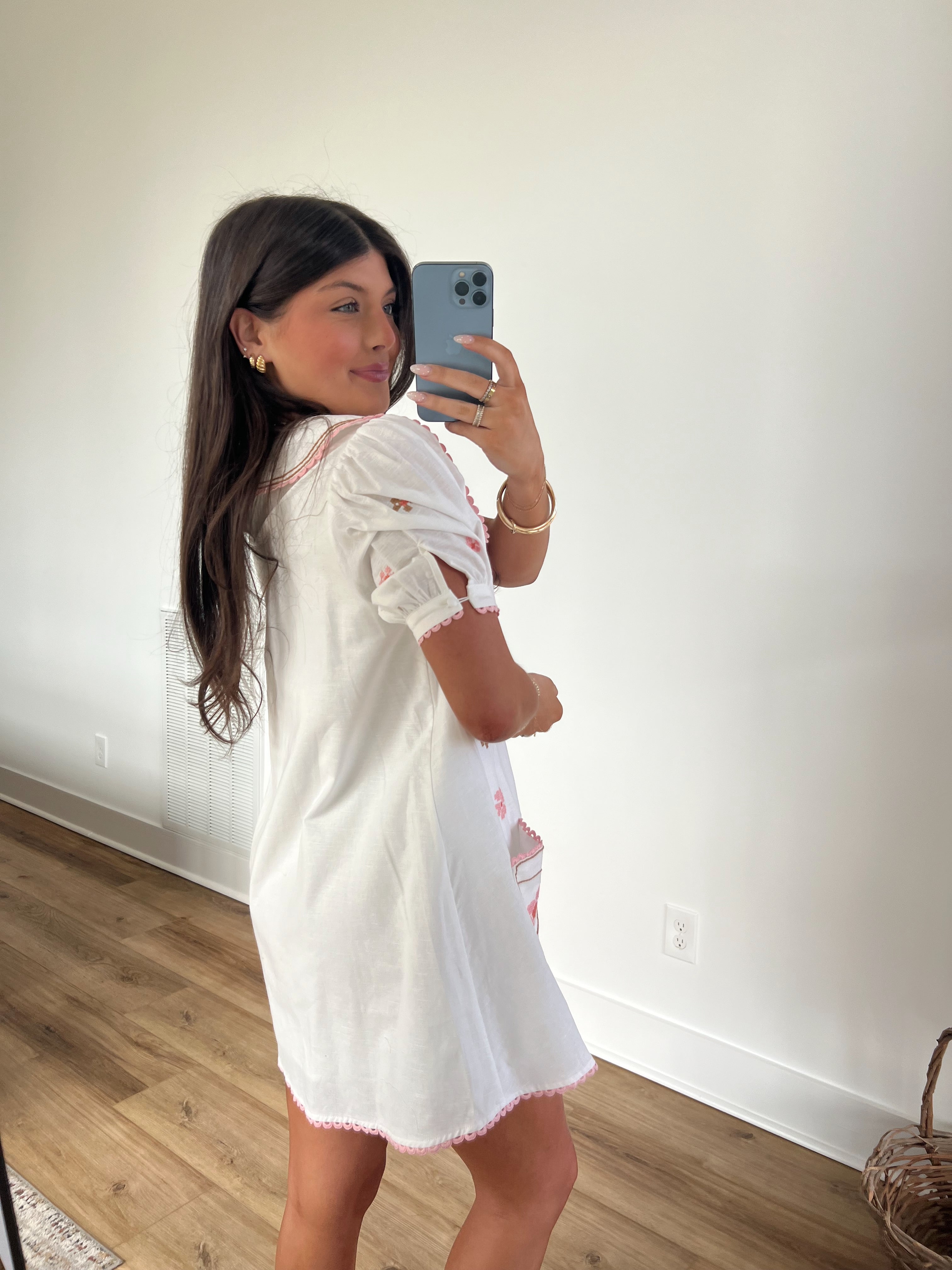 Flower Embroidery Mini Dress
