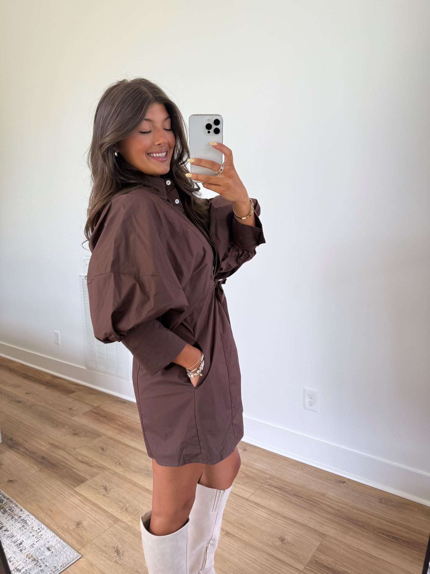 Sunday Morning Dress (Brown)(PRE-ORDER (1-2 weeks)/ Restock)