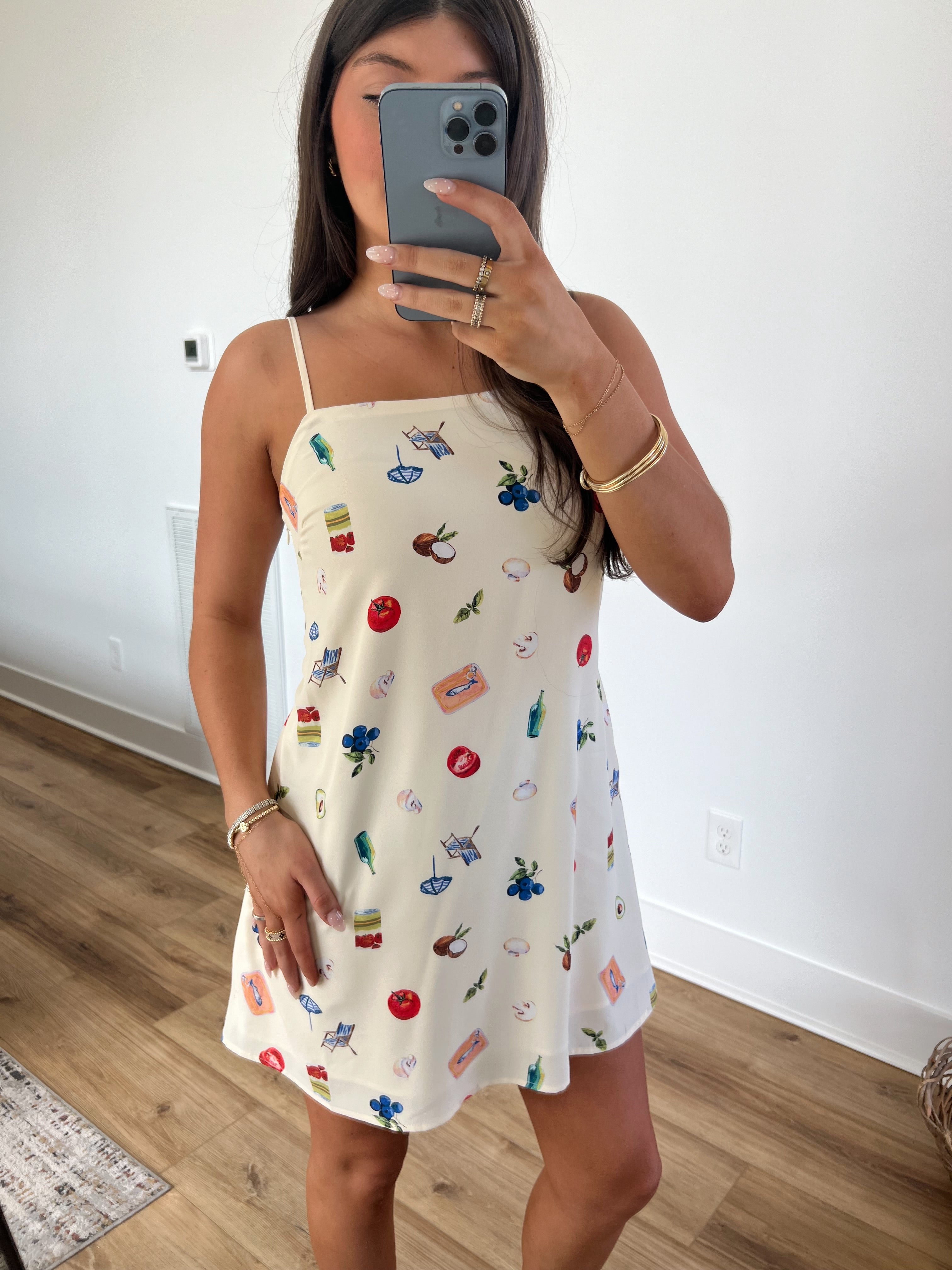 European Print Mini Dress