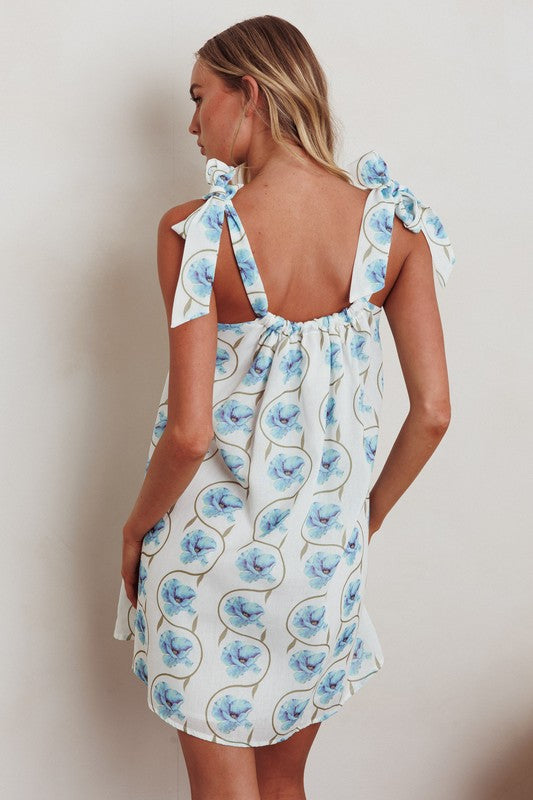 Sky Petals Mini Dress