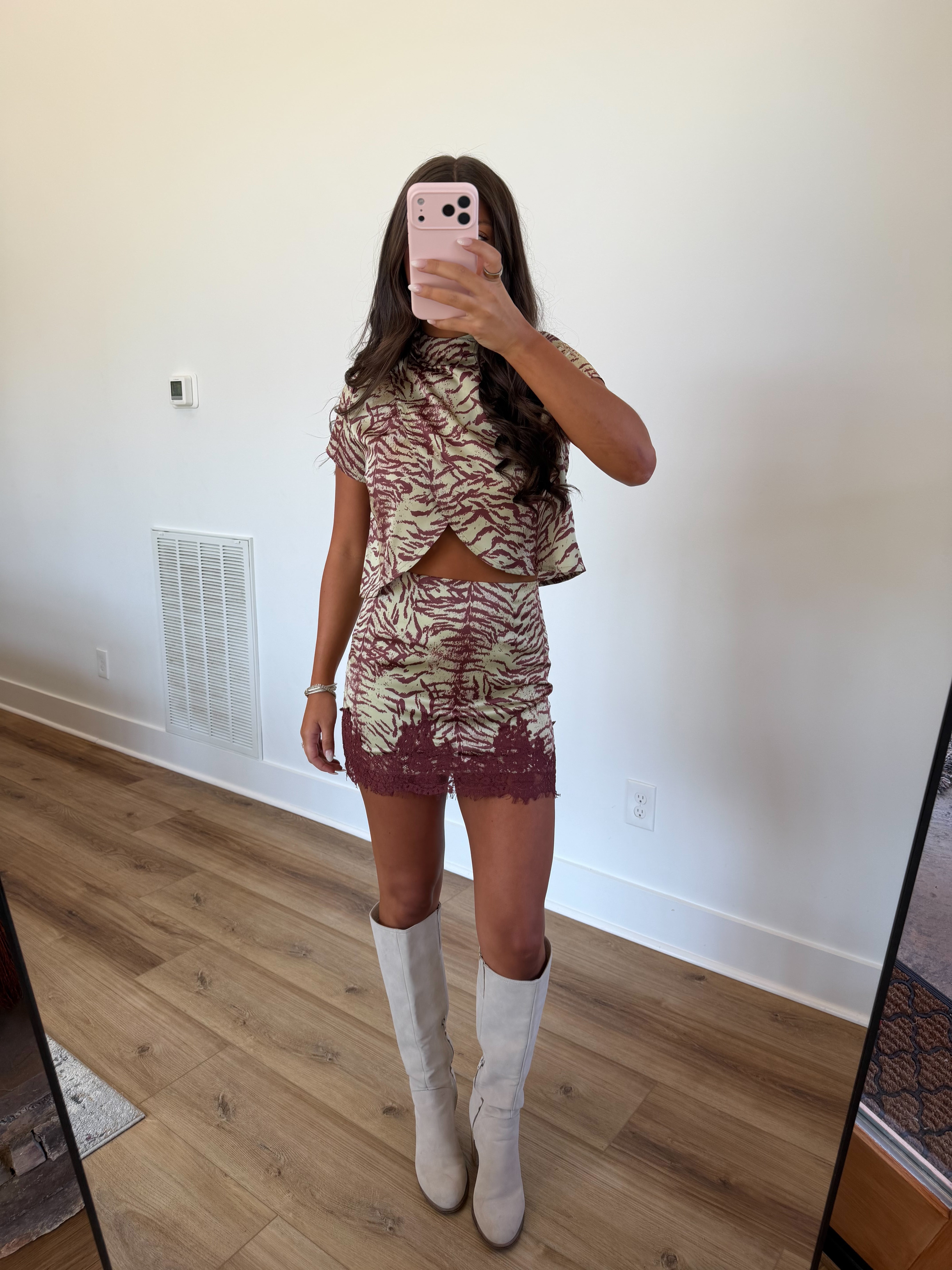 Burgundy/Lime Zebra Lace Set