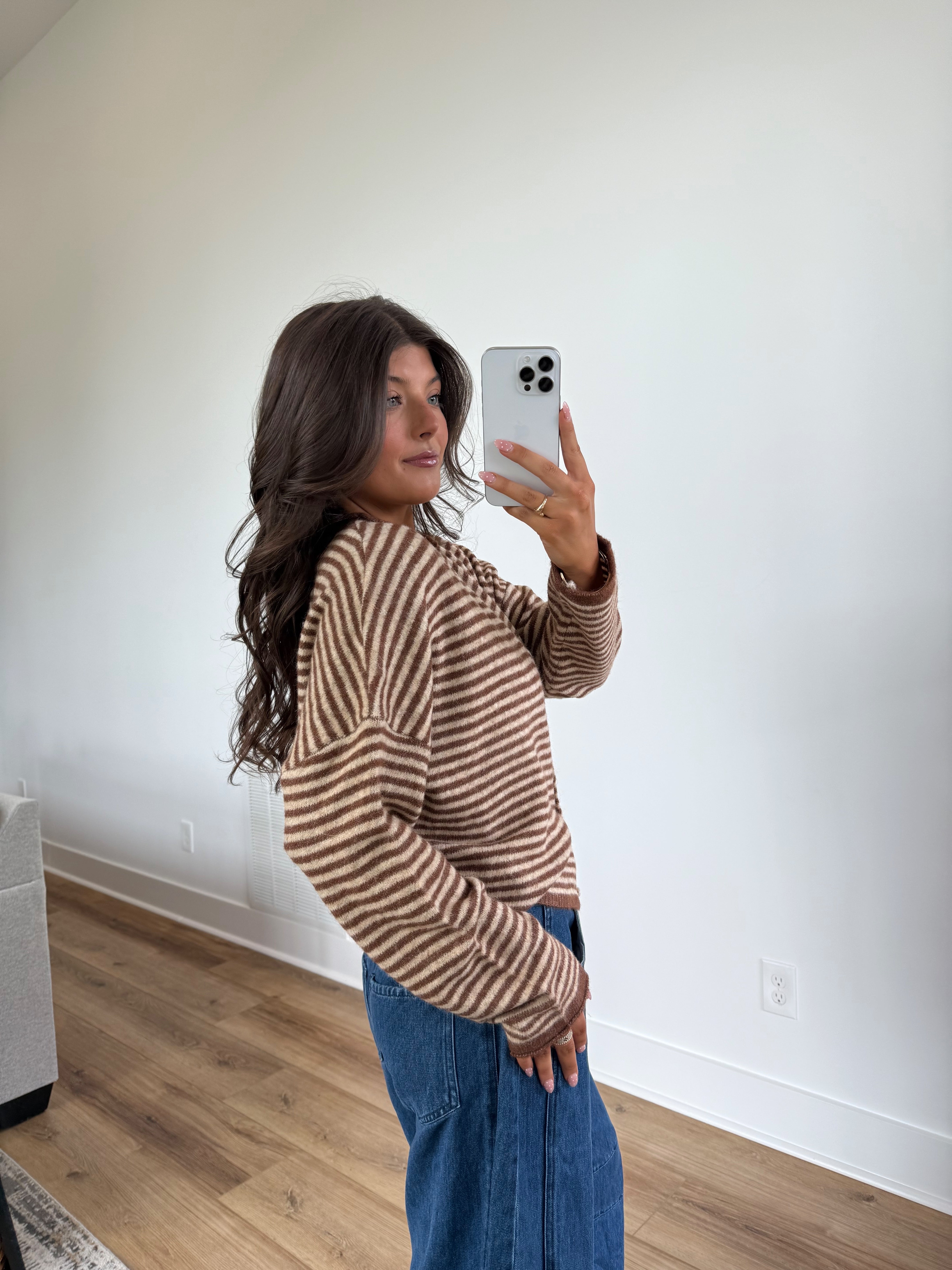 Best Dress Cardigan (Brown Stripes)