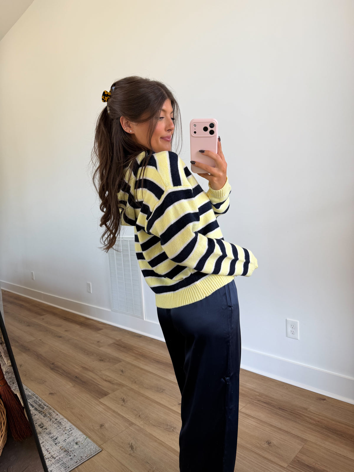 Two Tone Stripe Zip Up (Yellow/Navy)
