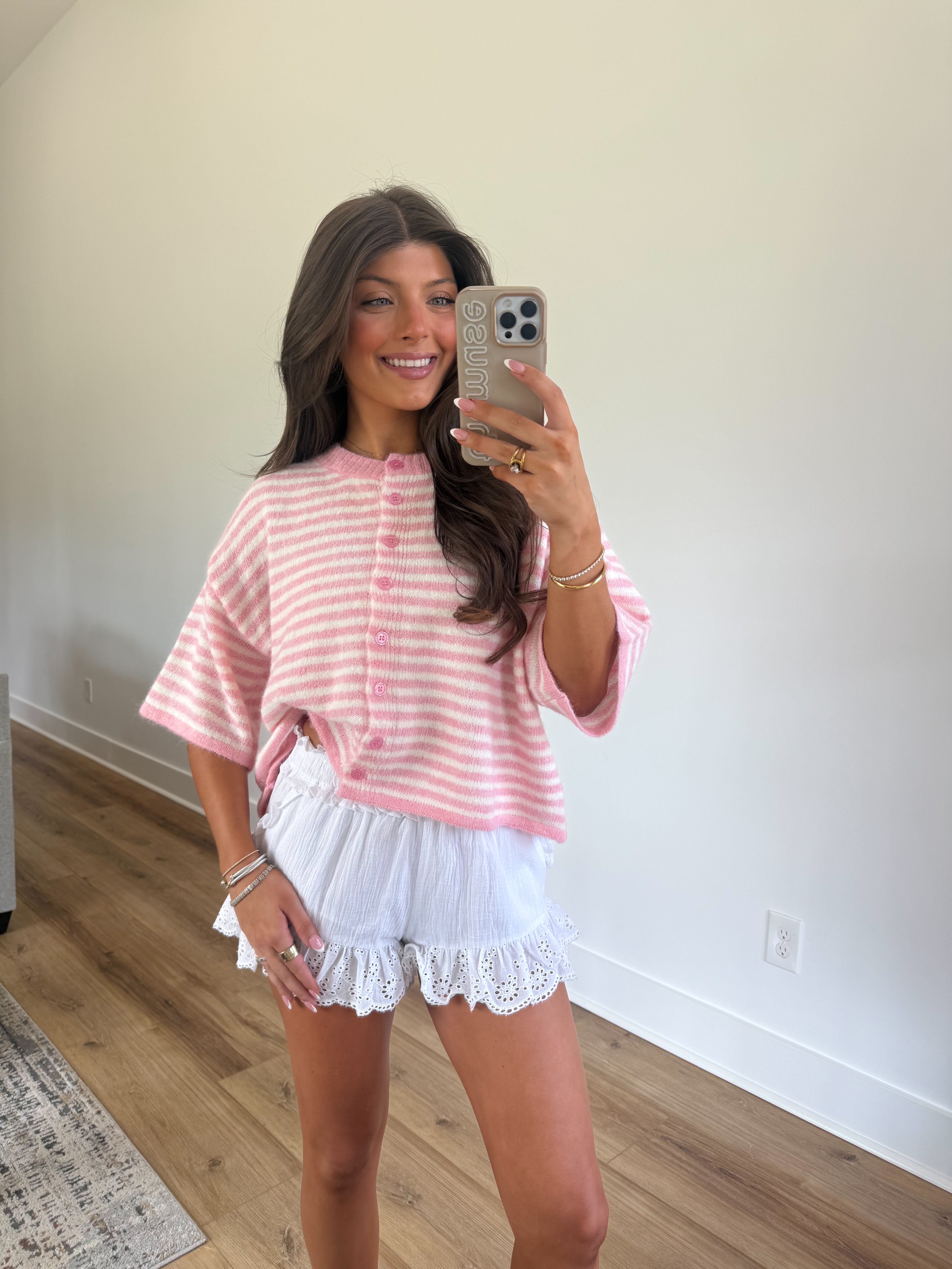 Cream Ruffle Shorts