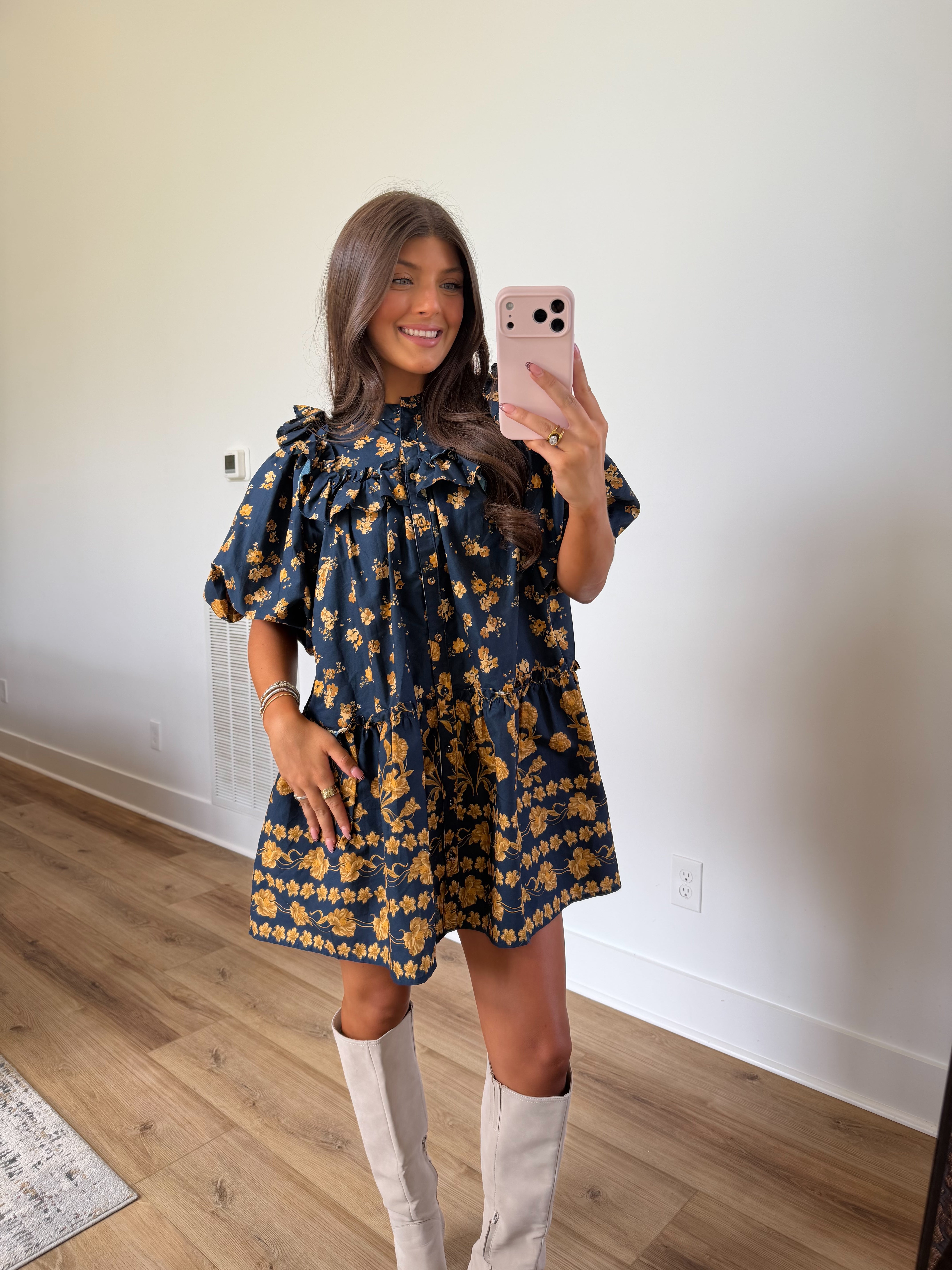 Bronzed Garden Mini Dress