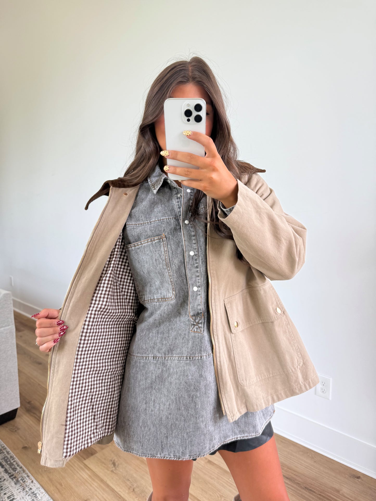 Corduroy Collar Barn Jacket (Beige)