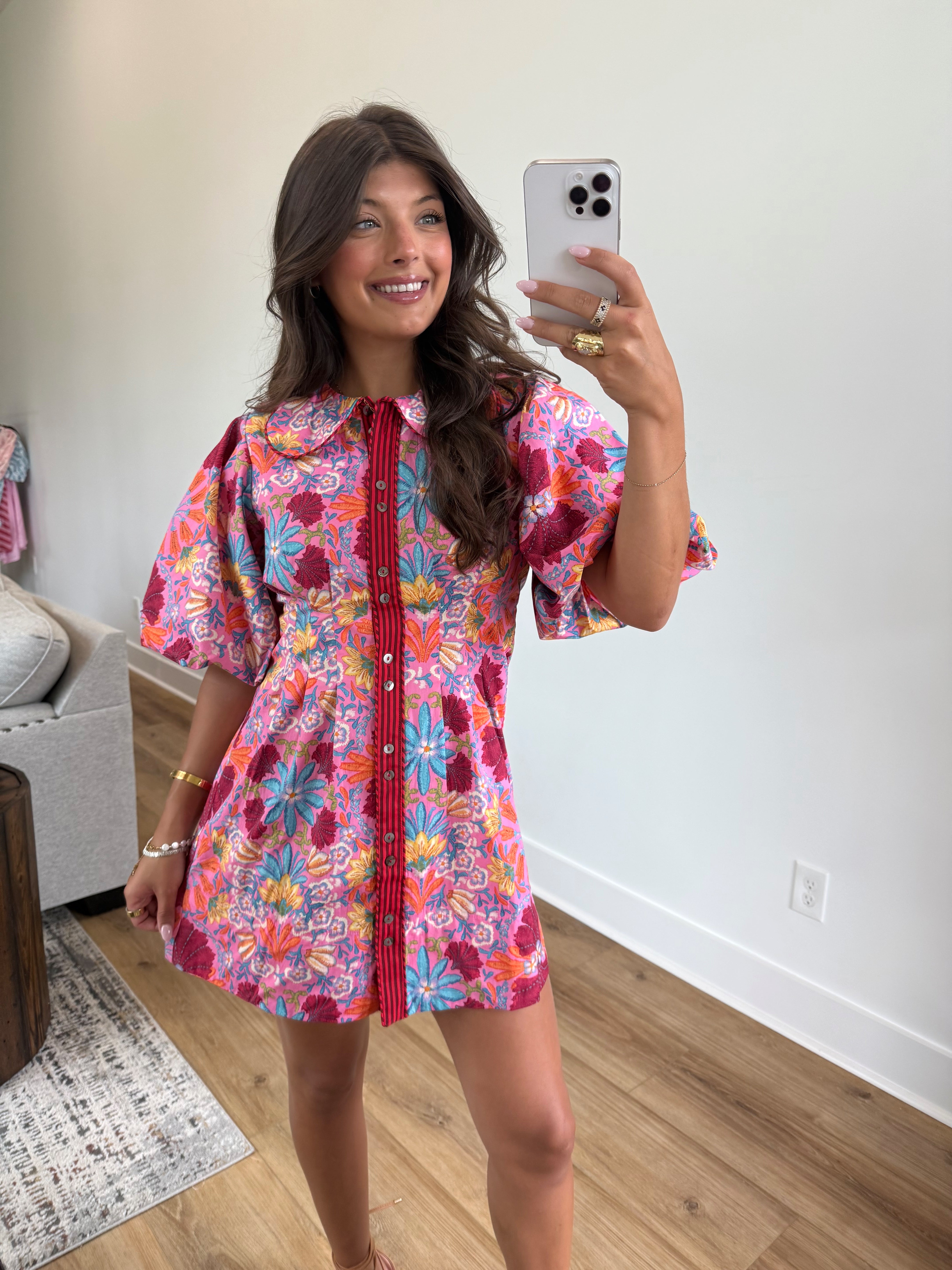Summer Bloom Collared Mini Dress