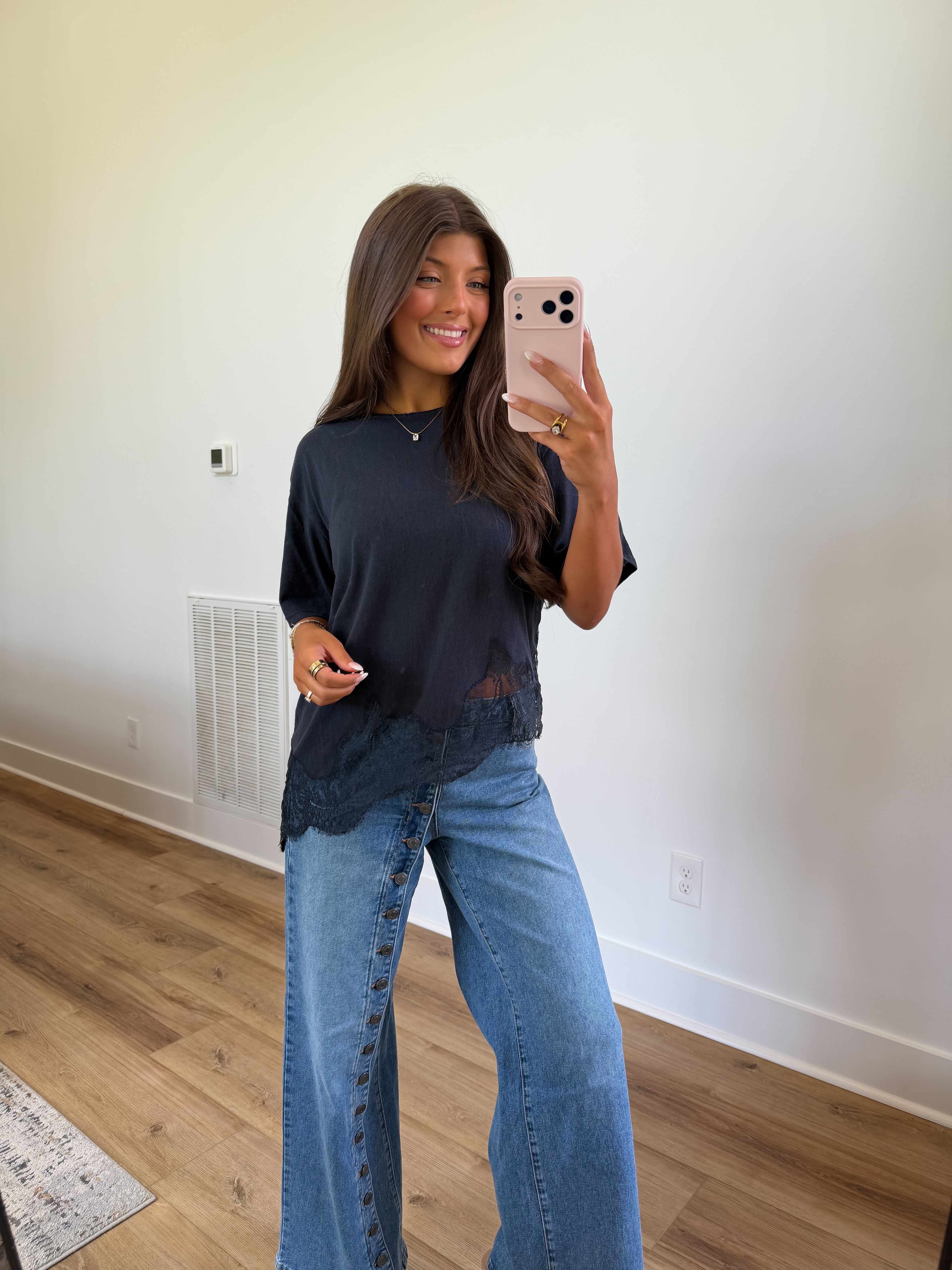 Margot Lace Tee (Midnight)