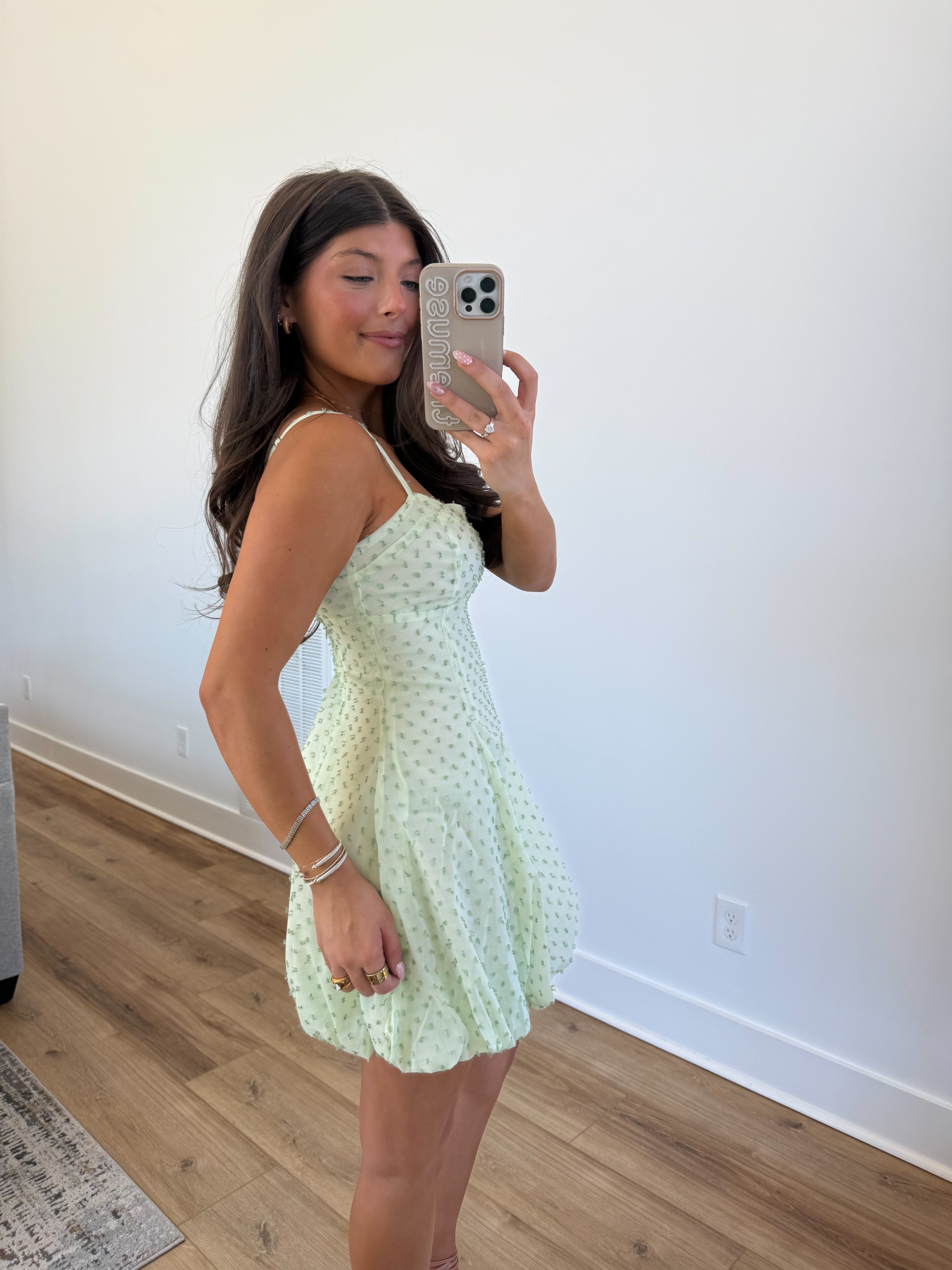 Sage Gathered Hem Mini