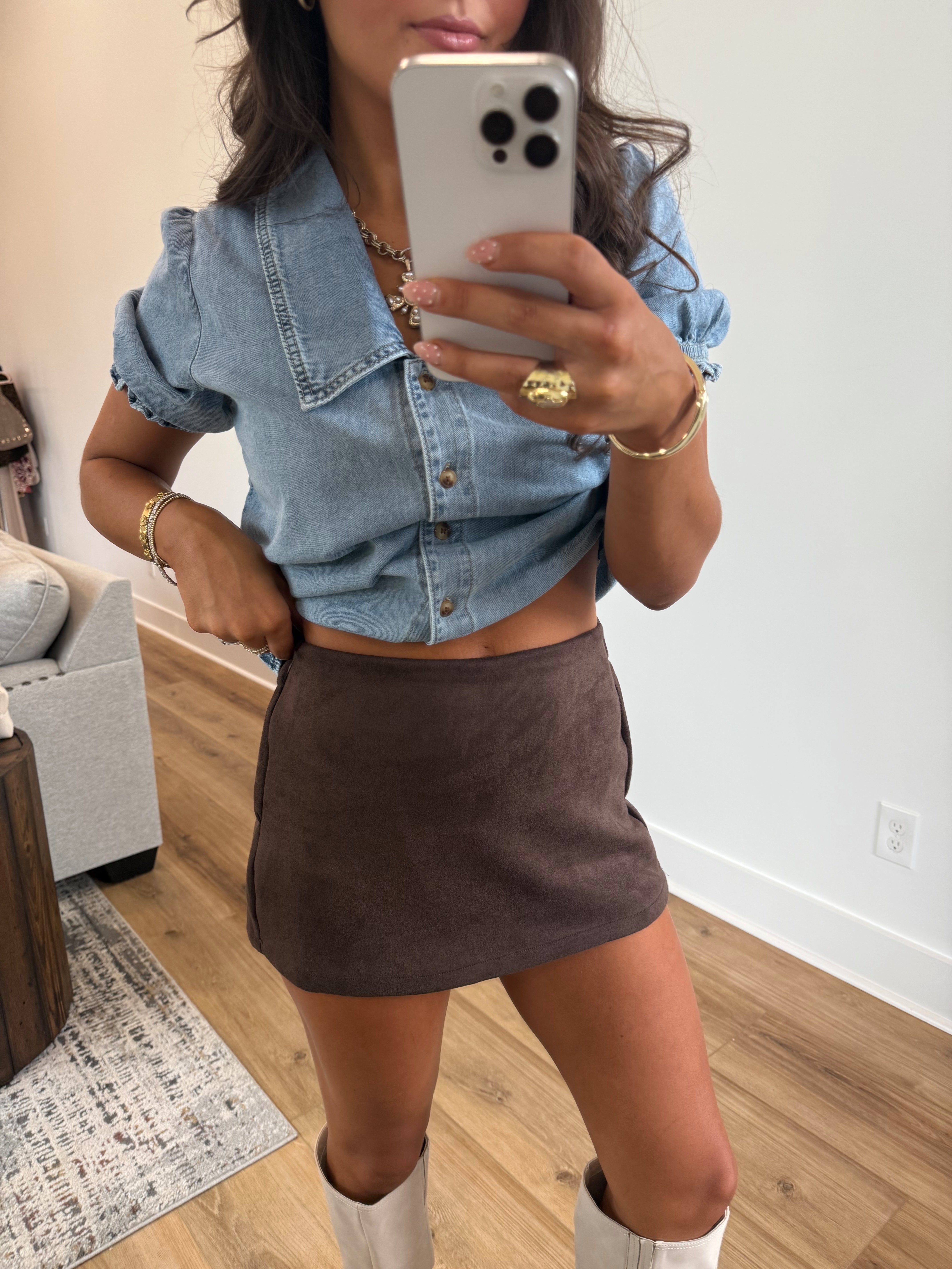 Brown Suede Skort (Restock)