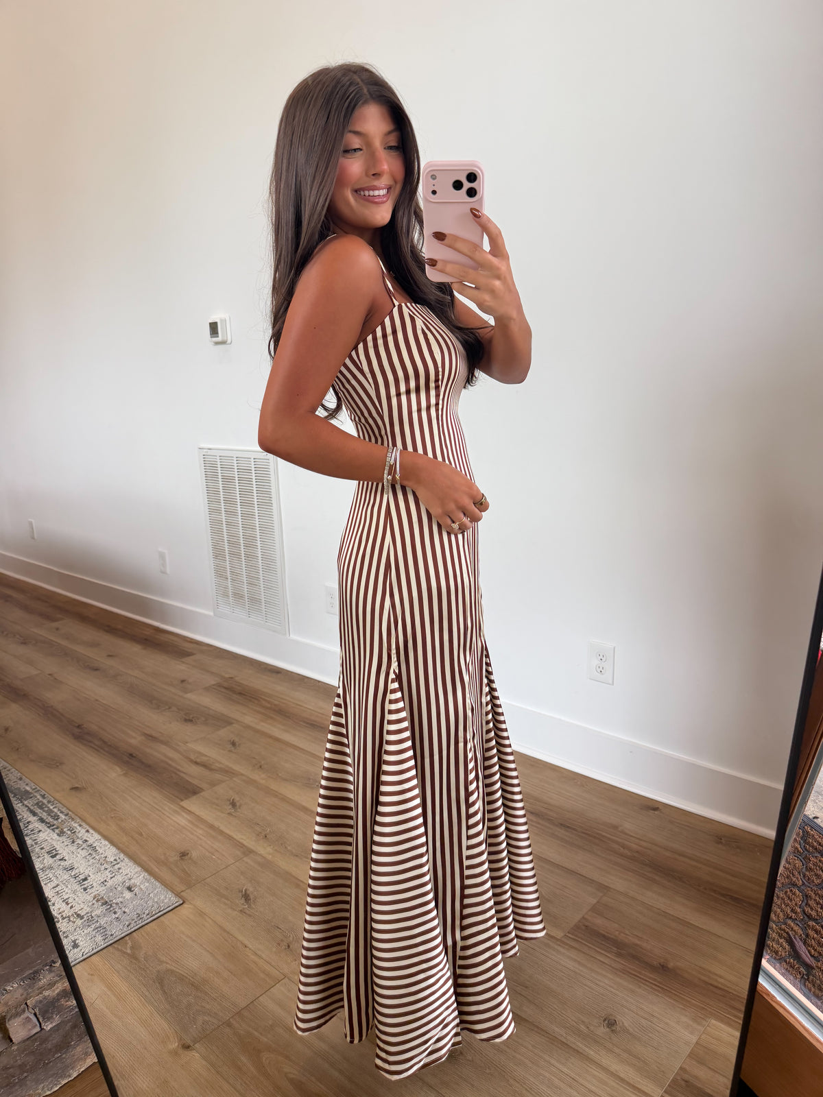 Satin Stripe Maxi Dress