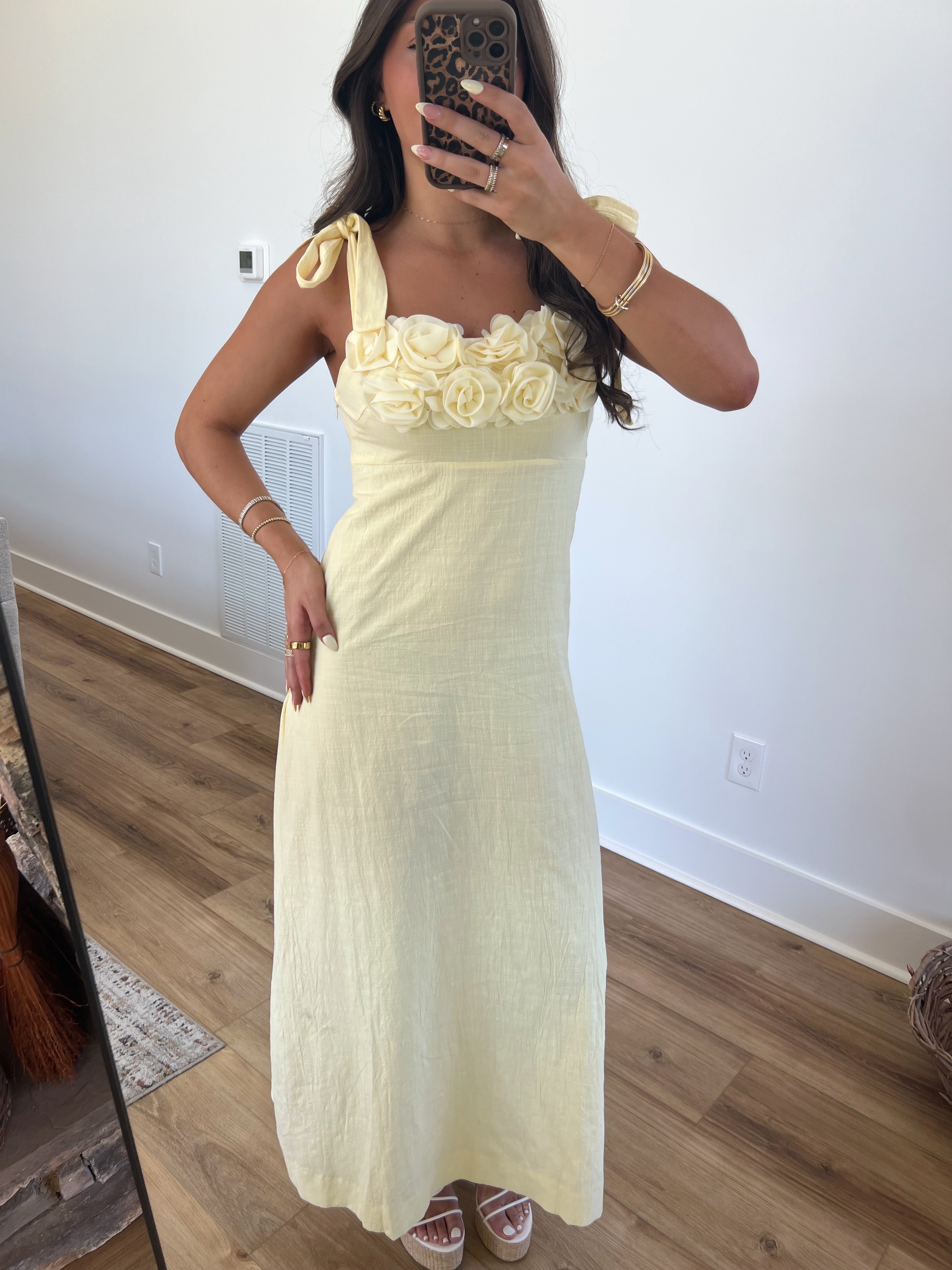 Daisy Bloom Midi Dress (Yellow)
