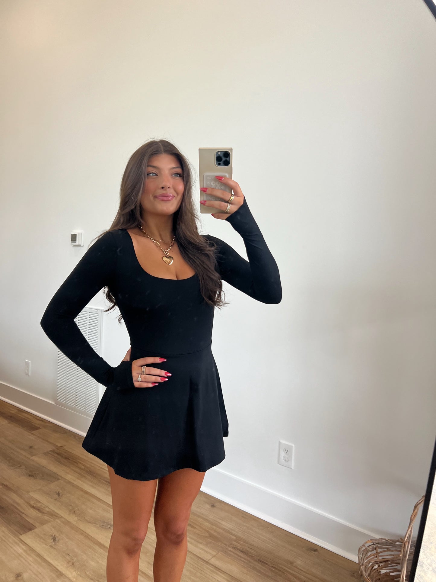 Black Scoop Neck Athletic Dress