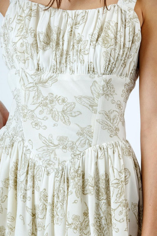 Sage Floral Mini Dress