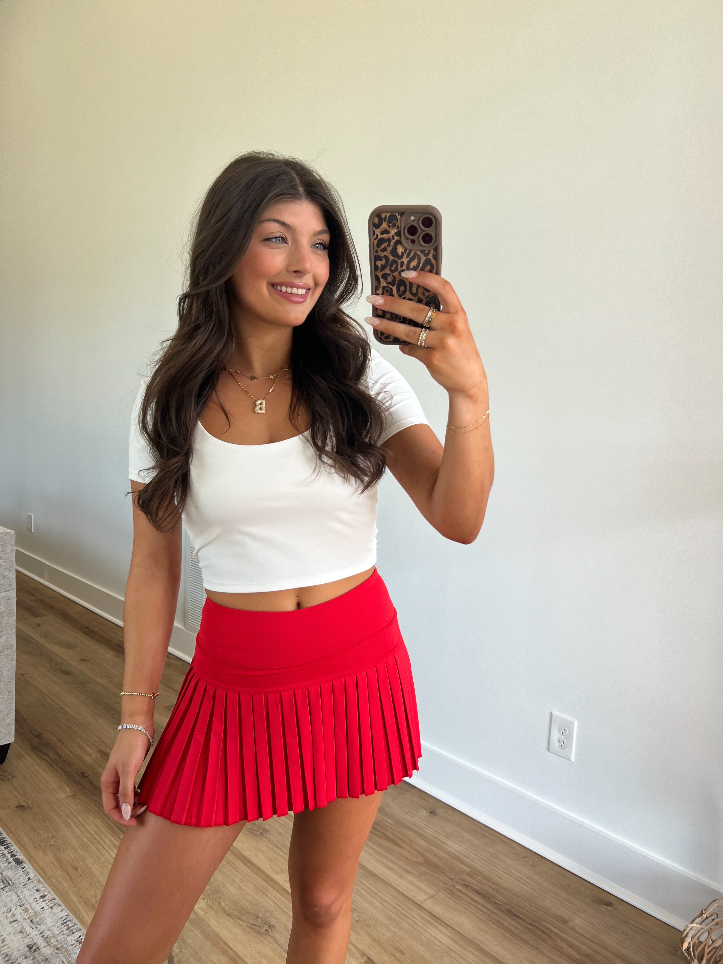 Red Pleated Tennis Skirt