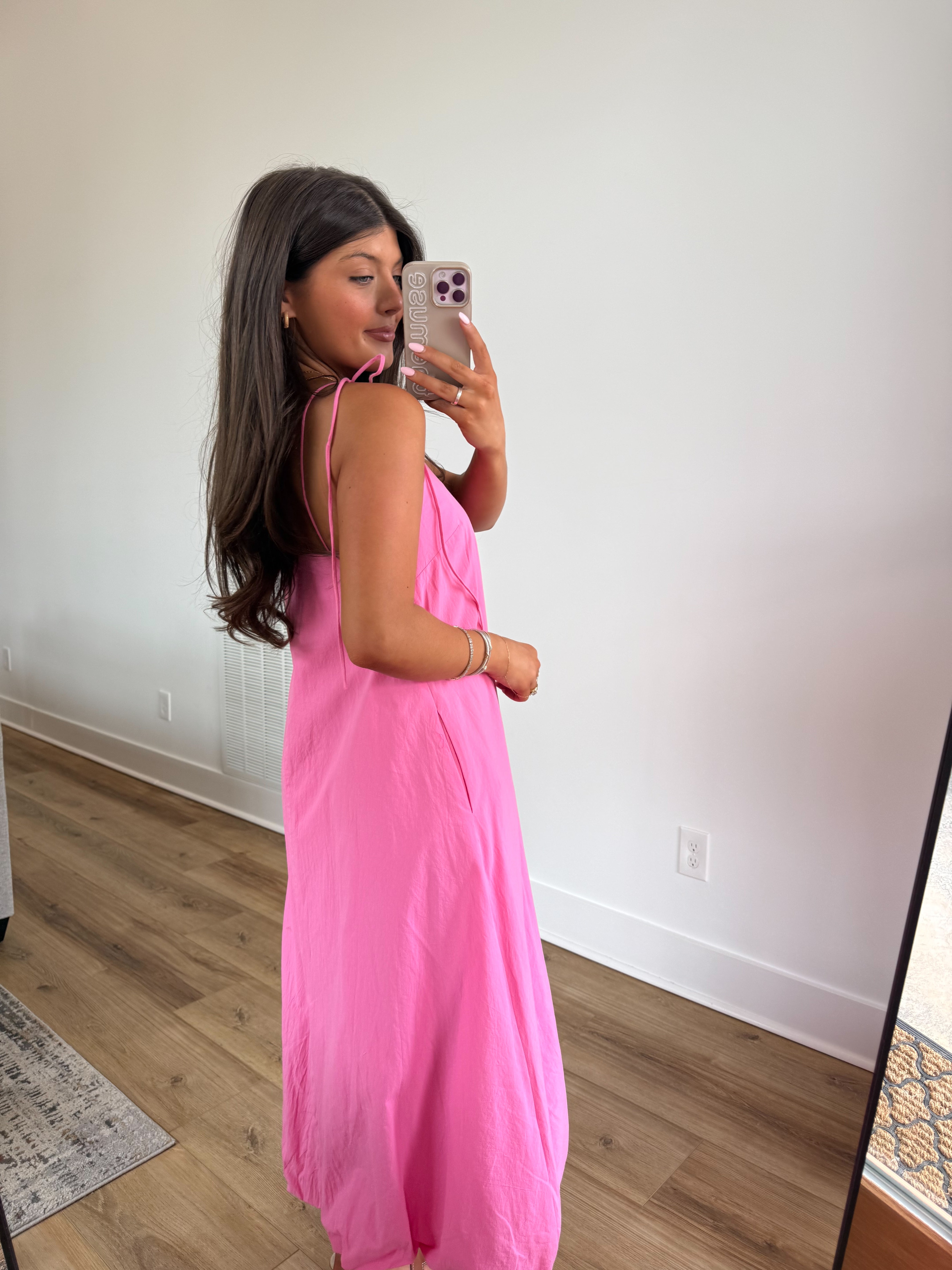 Bubble Hem Midi Dress (Bubblegum)