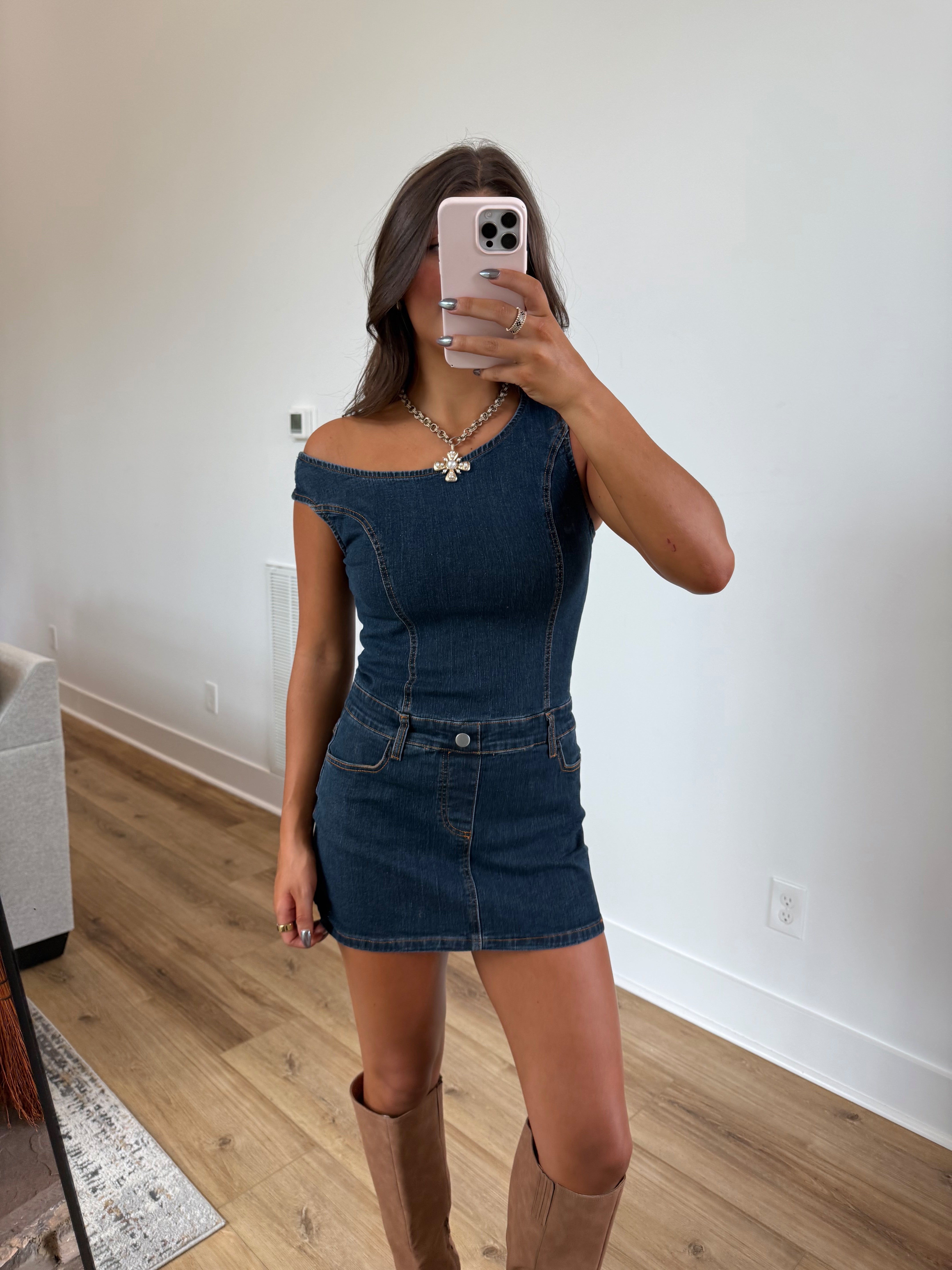 Off-Side Denim Mini