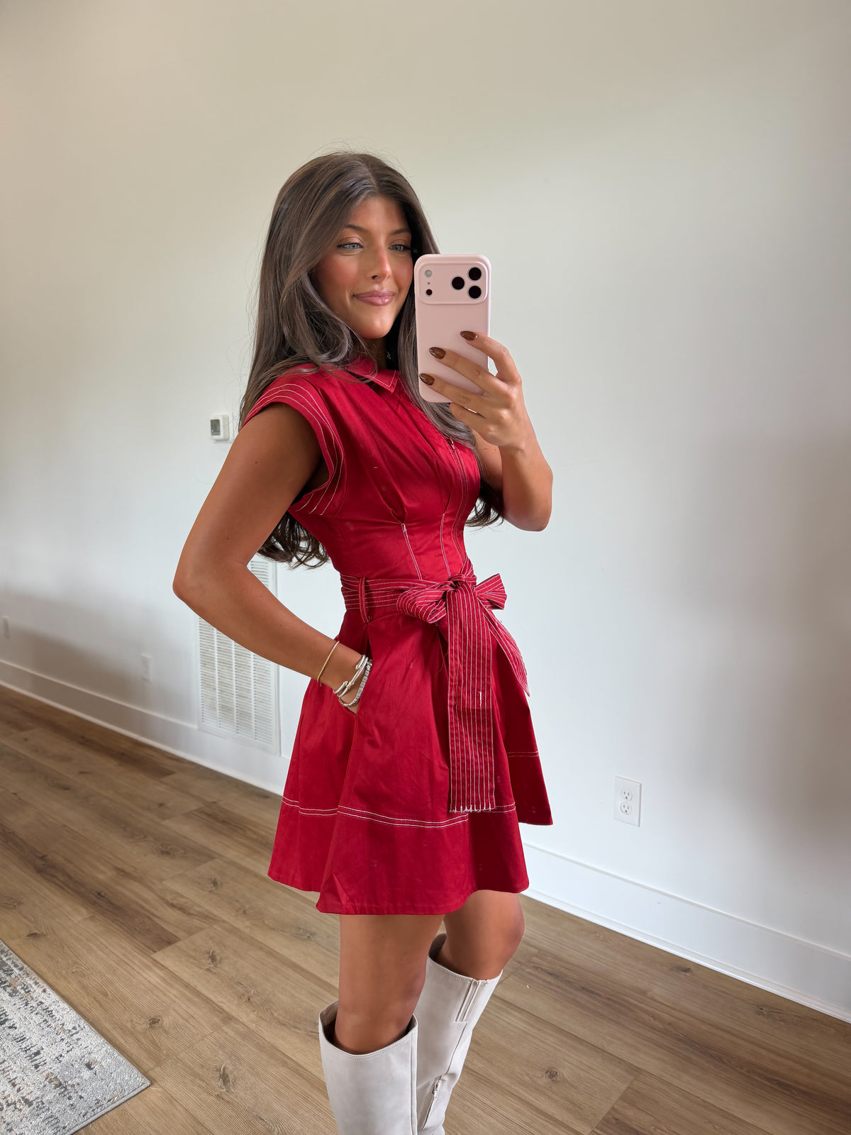 Noelle Contrast Stitch Mini (Burgundy)