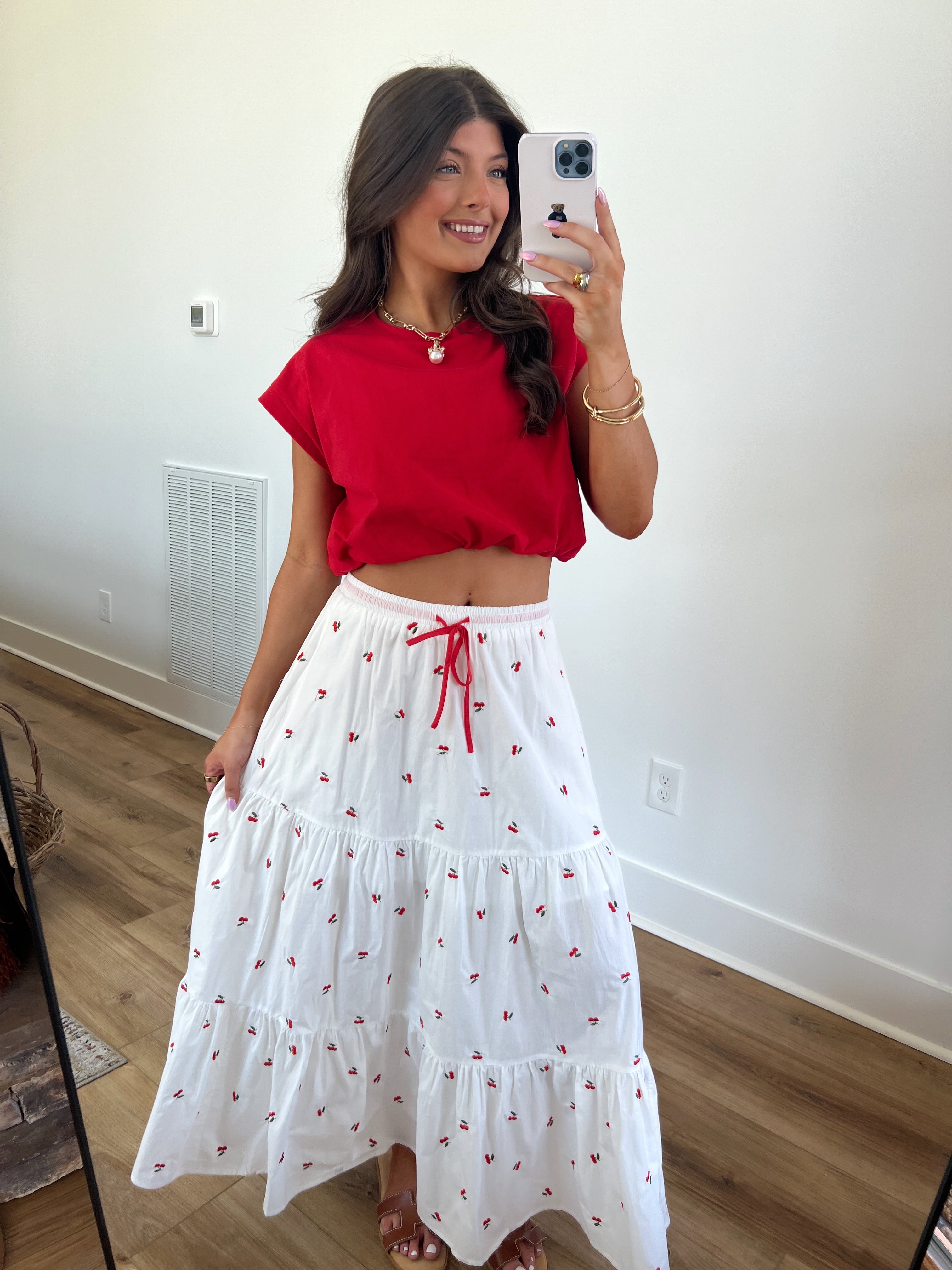 Cherry Twist Maxi Skirt