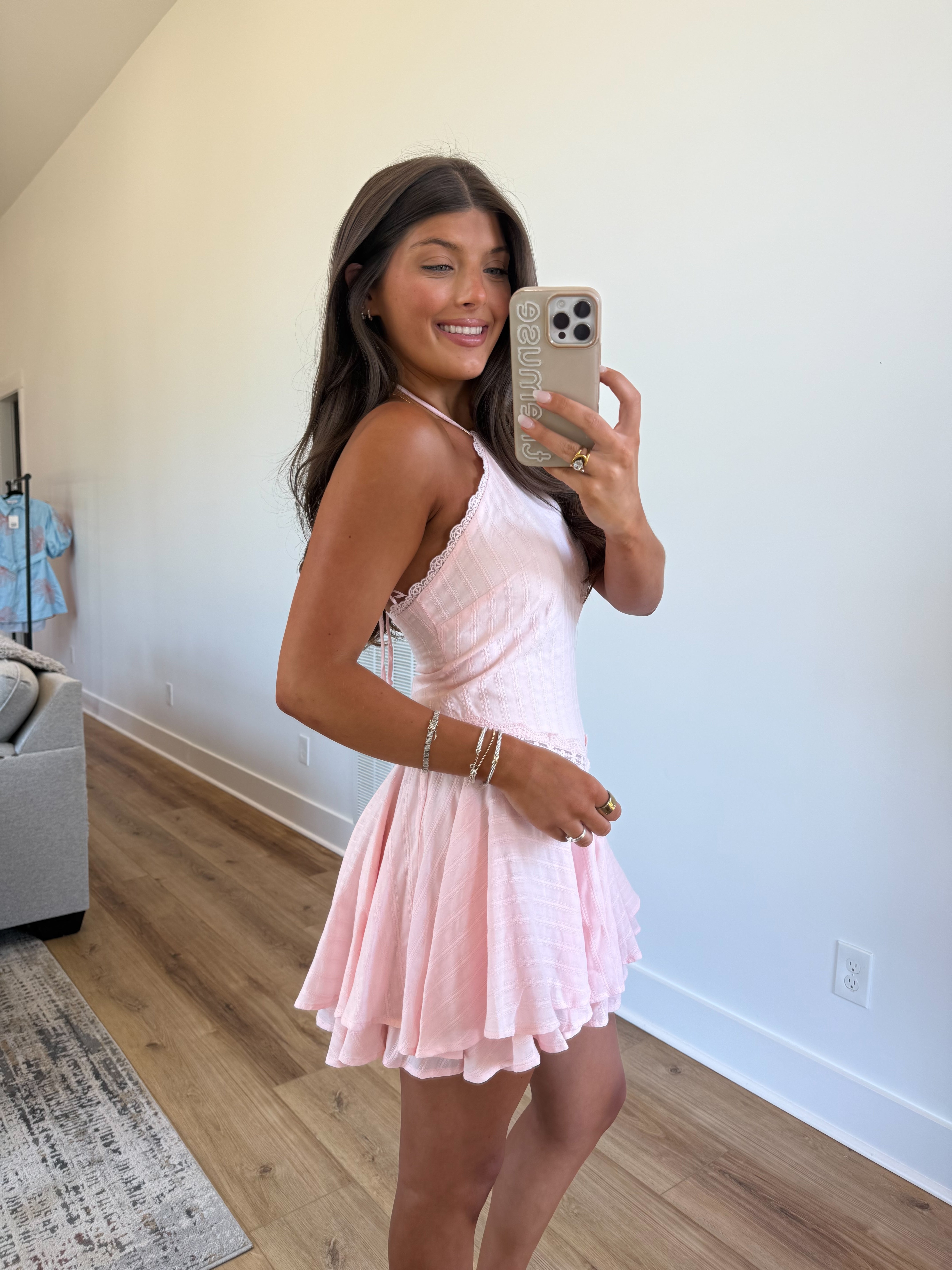 Sweetheart Baby Pink Mini Dress