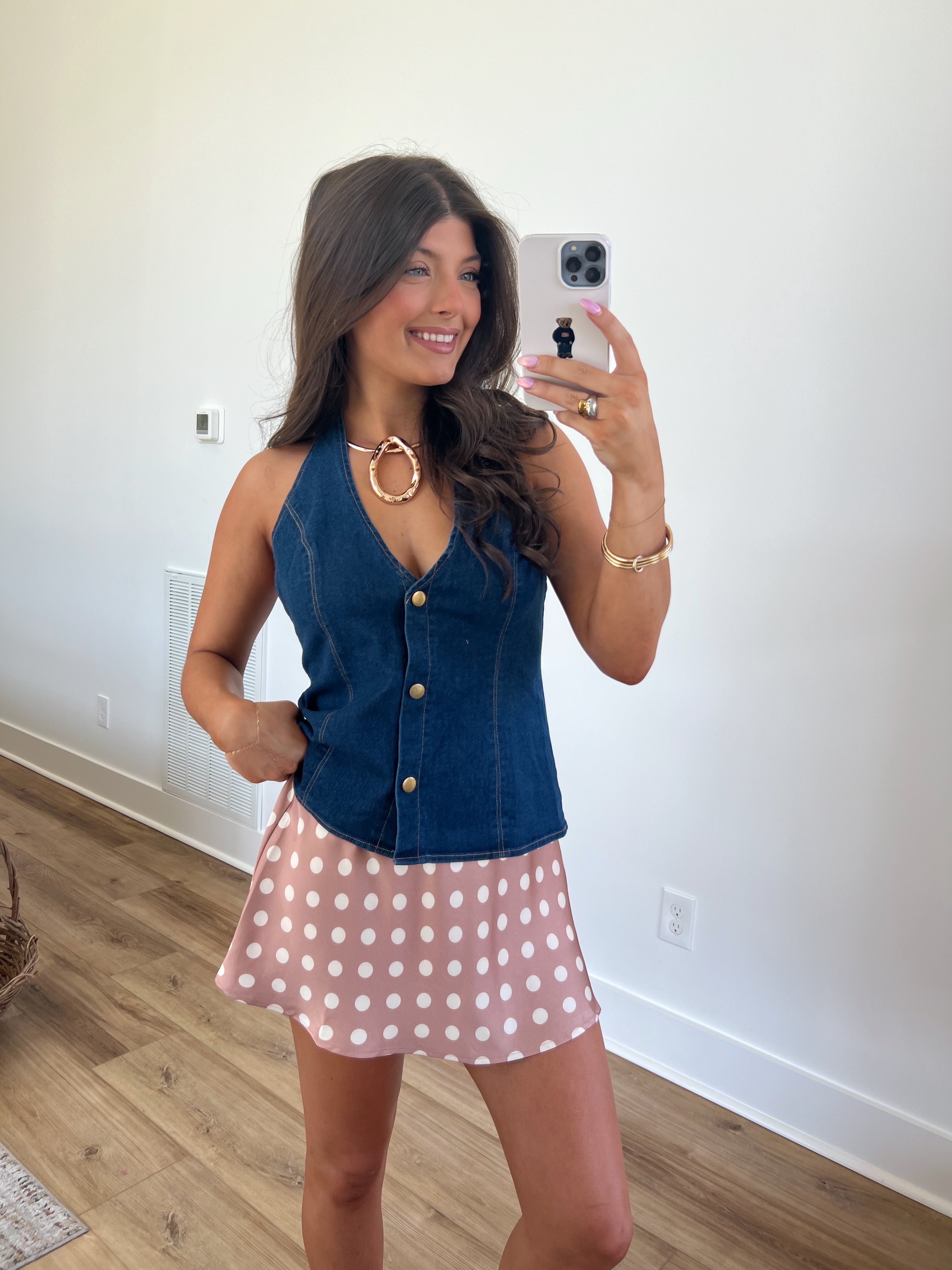 Circle Sweetie Mini Skirt (Tan/White)
