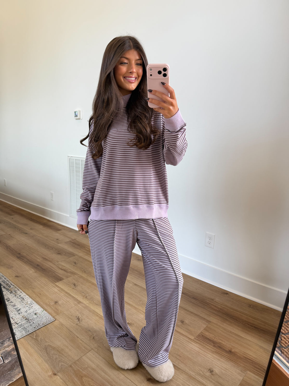 Lavender Stripe Mock Neck Set