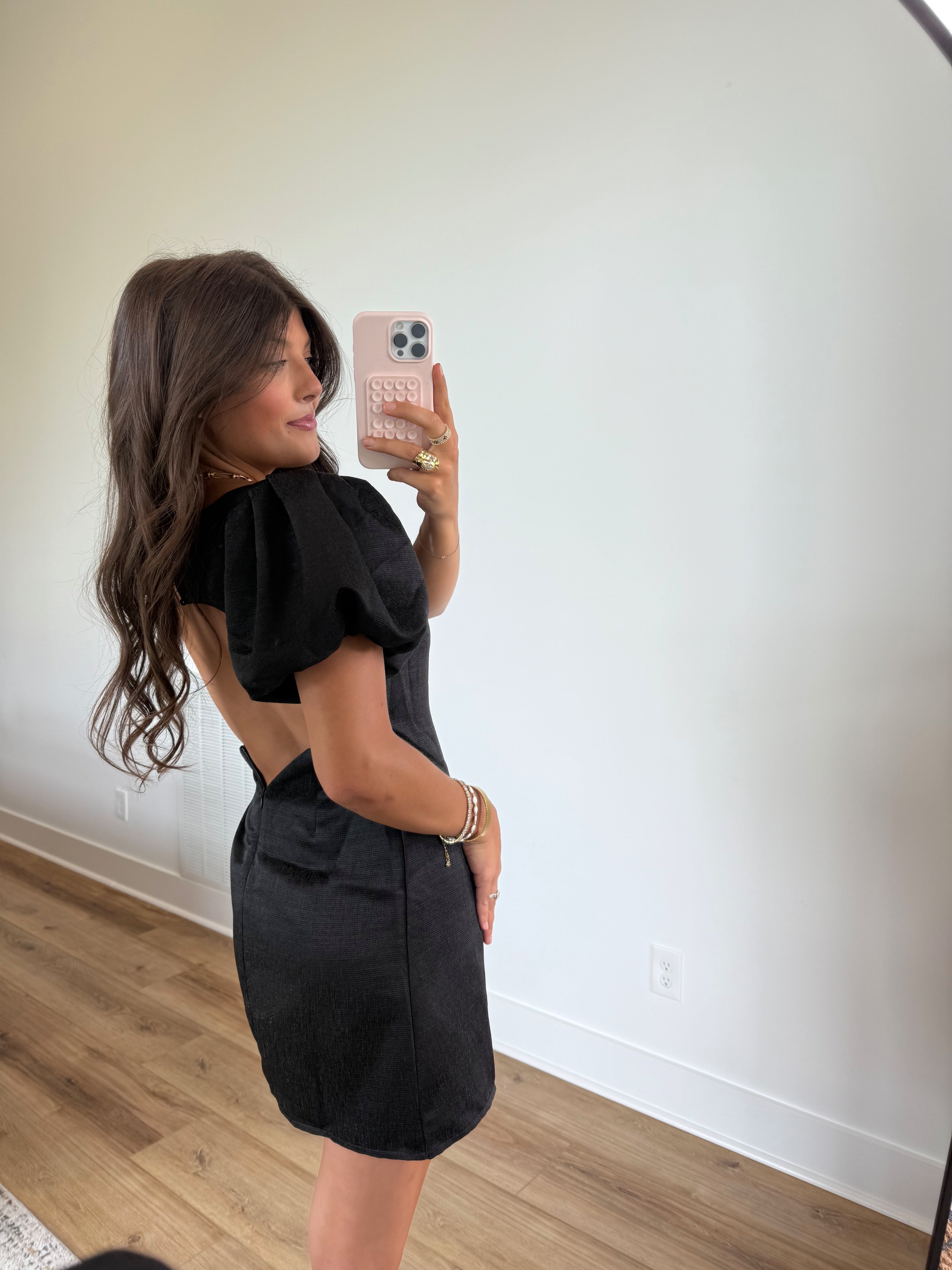 Black Puff Sleeve Mini Dress