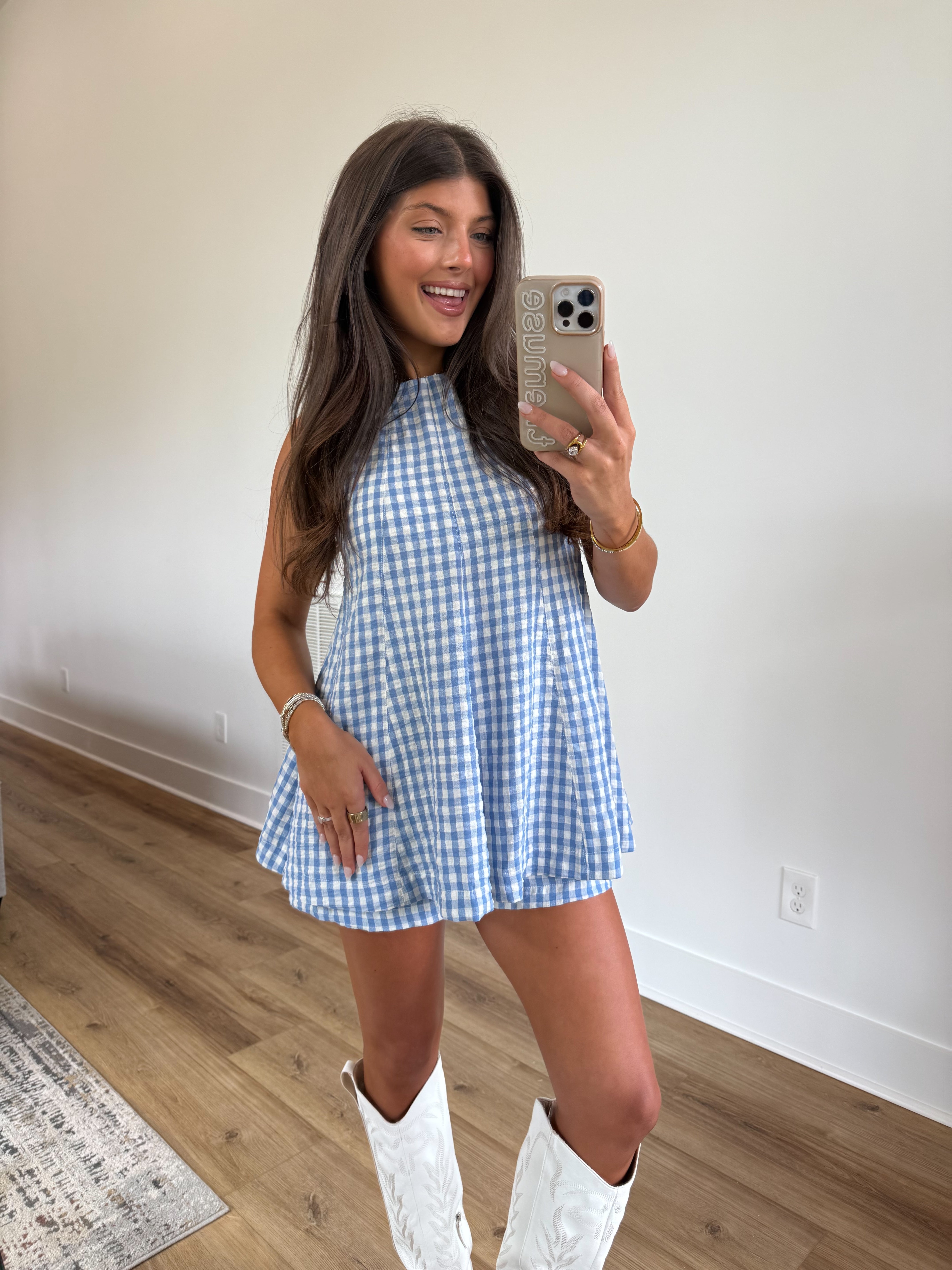 The Bluebell Gingham Romper (PRE-ORDER (1-2 weeks)/ Restock)