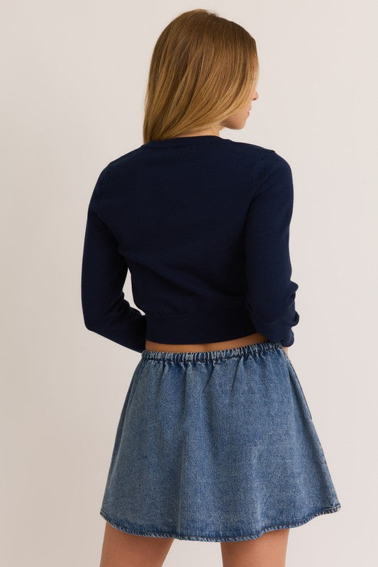 Navy Bear Sweater Top