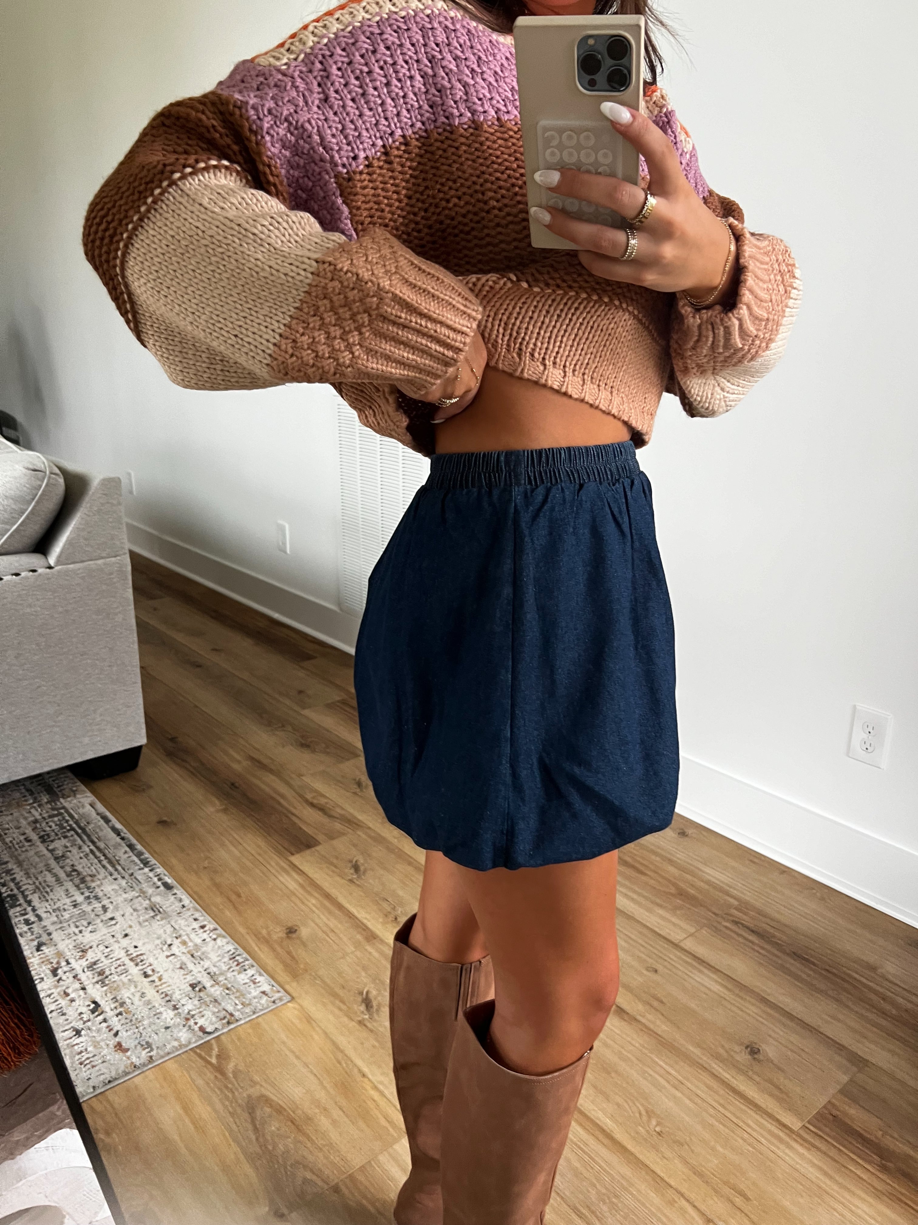 Denim Balloon Skirt (Restock)