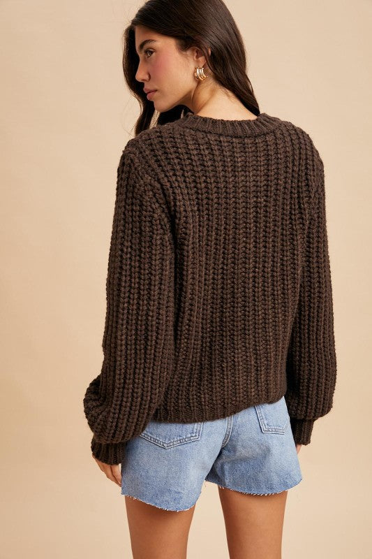 The Golden Button Cardigan (Brown)
