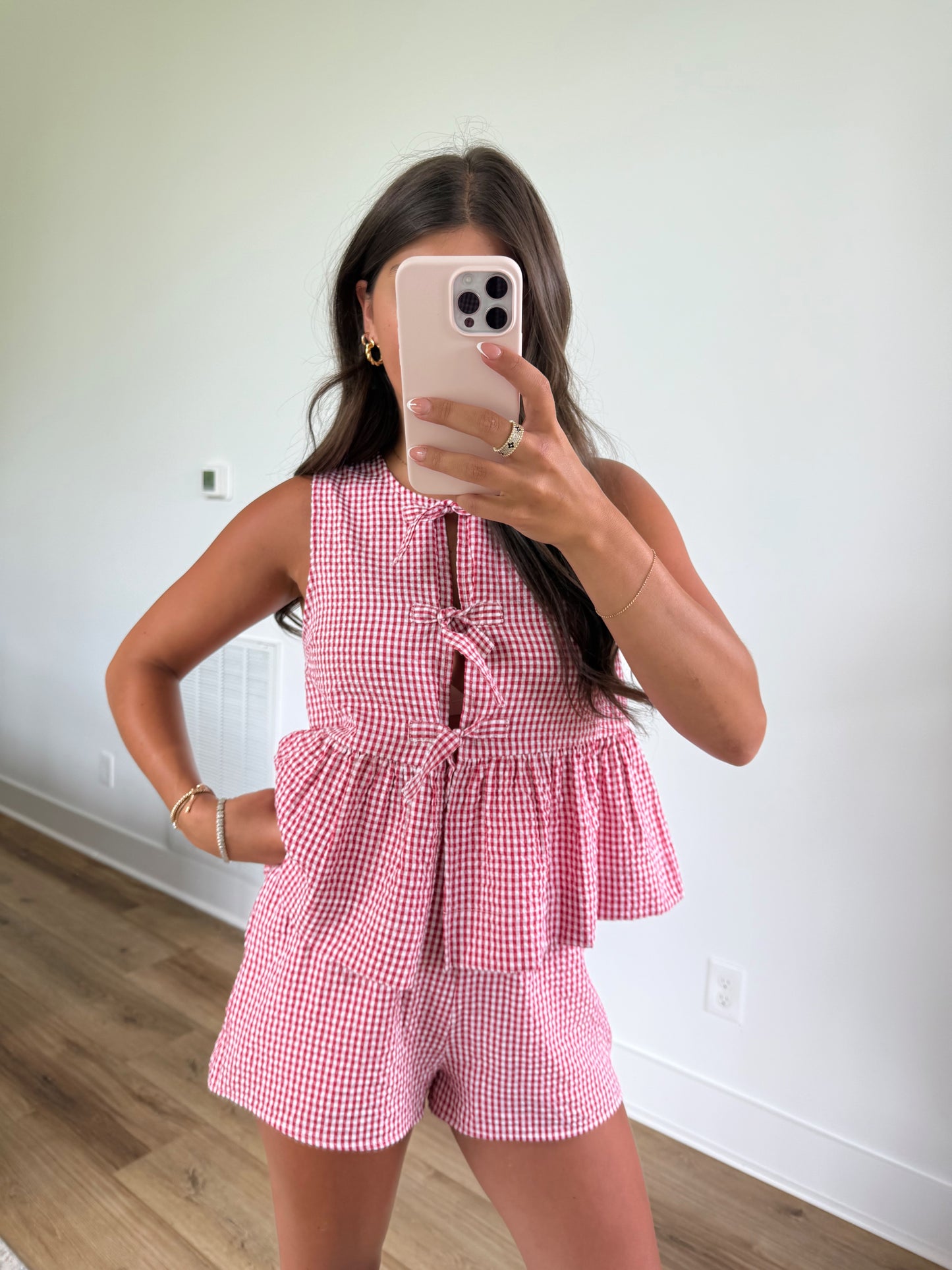 Red Tie Gingham Set