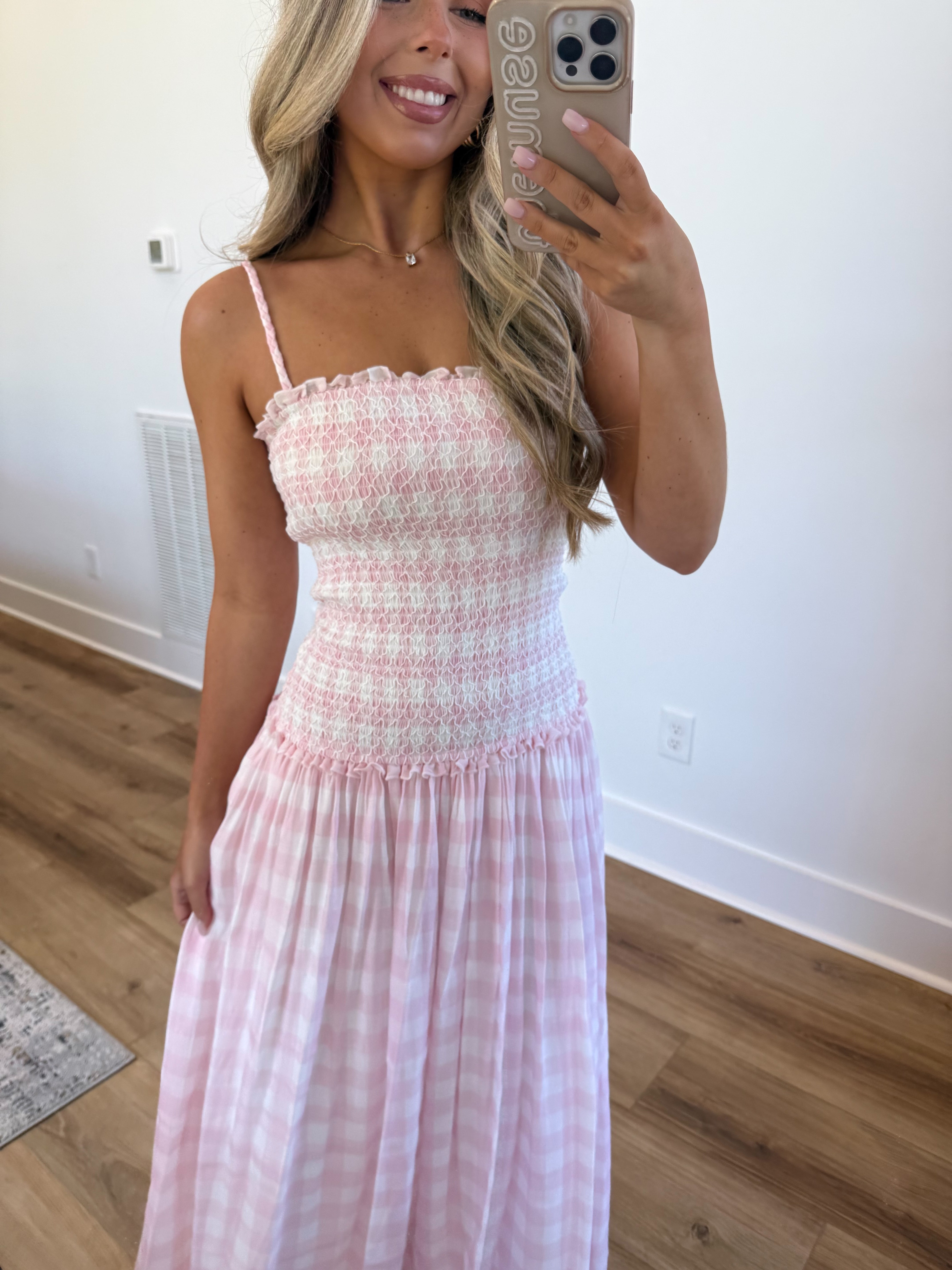 Nantucket Gingham Maxi (Pink)