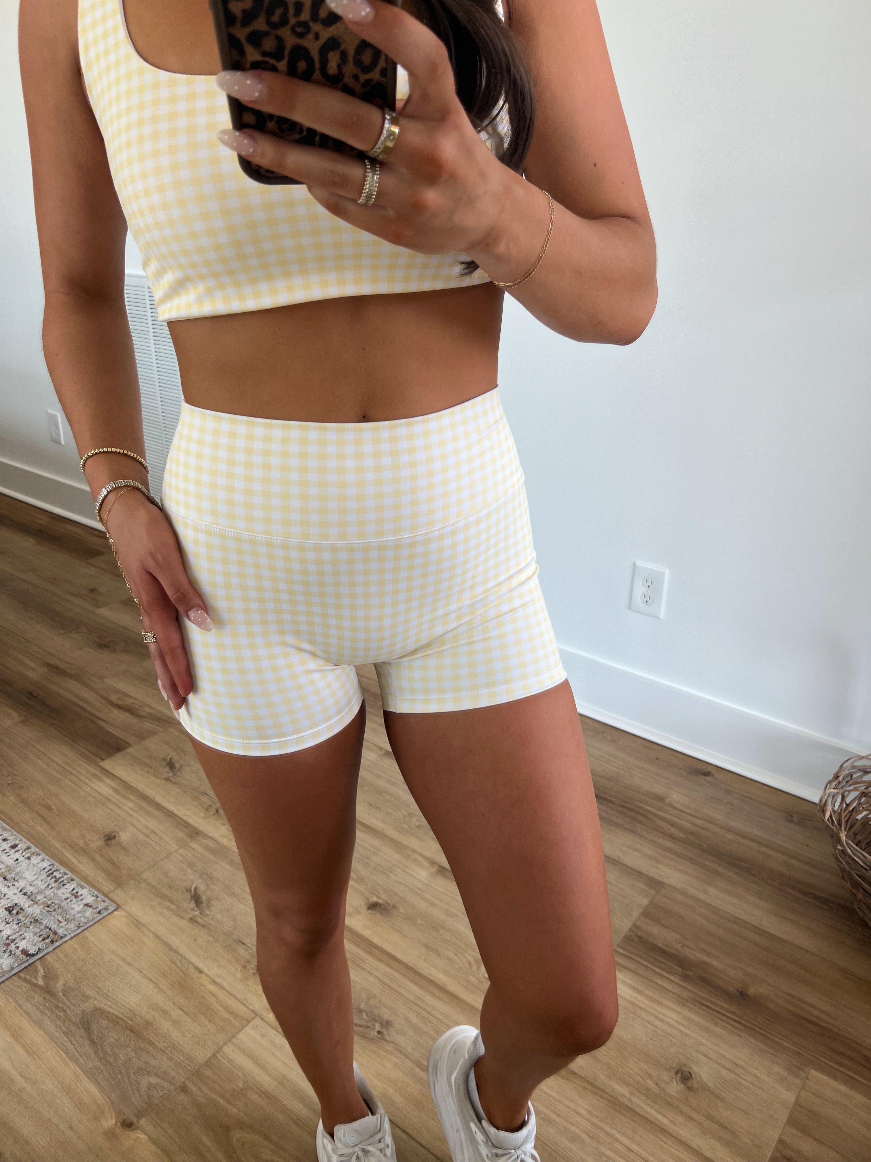 Lemon Gingham Biker Shorts