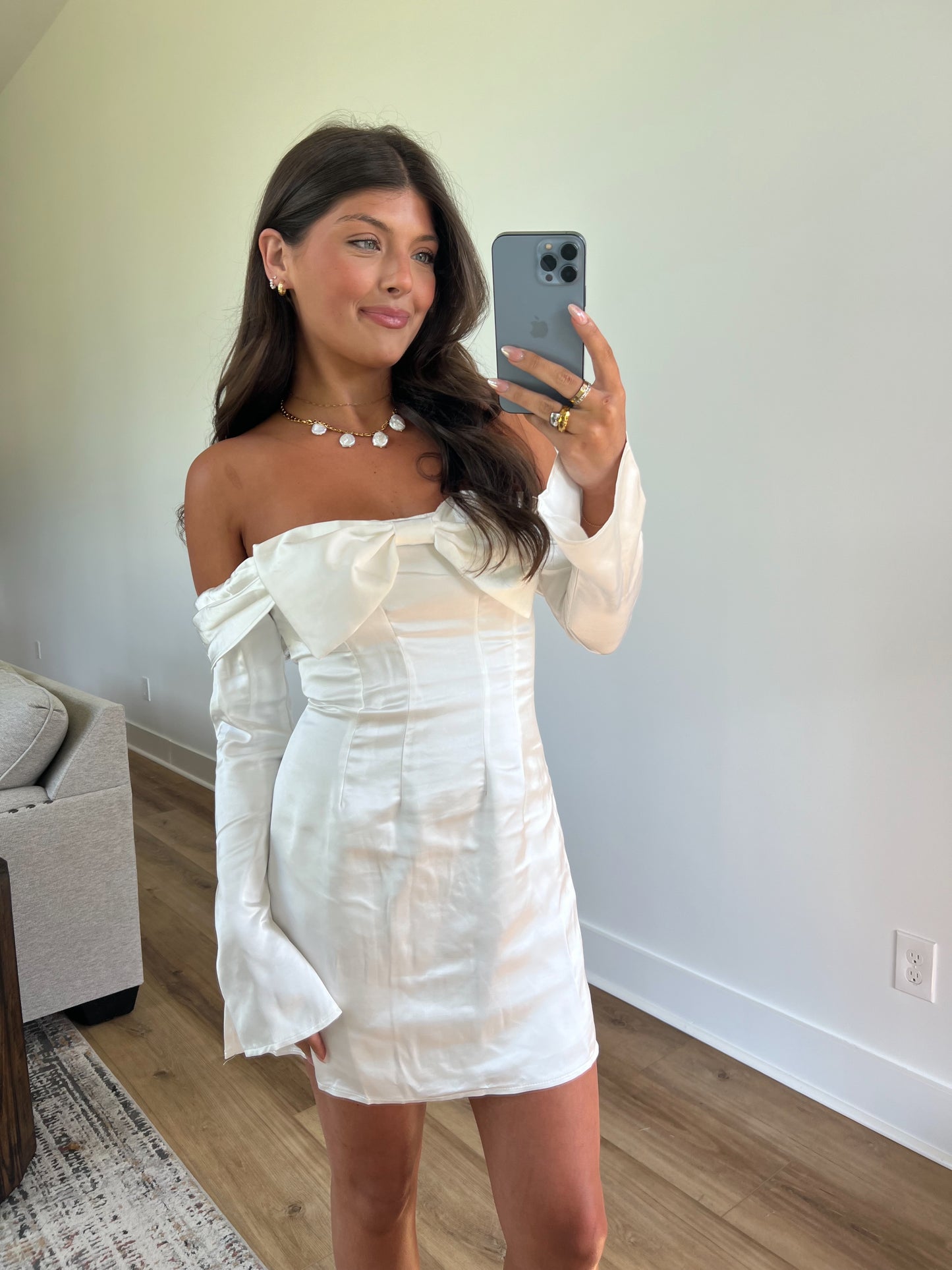 Satin Bow Mini Dress